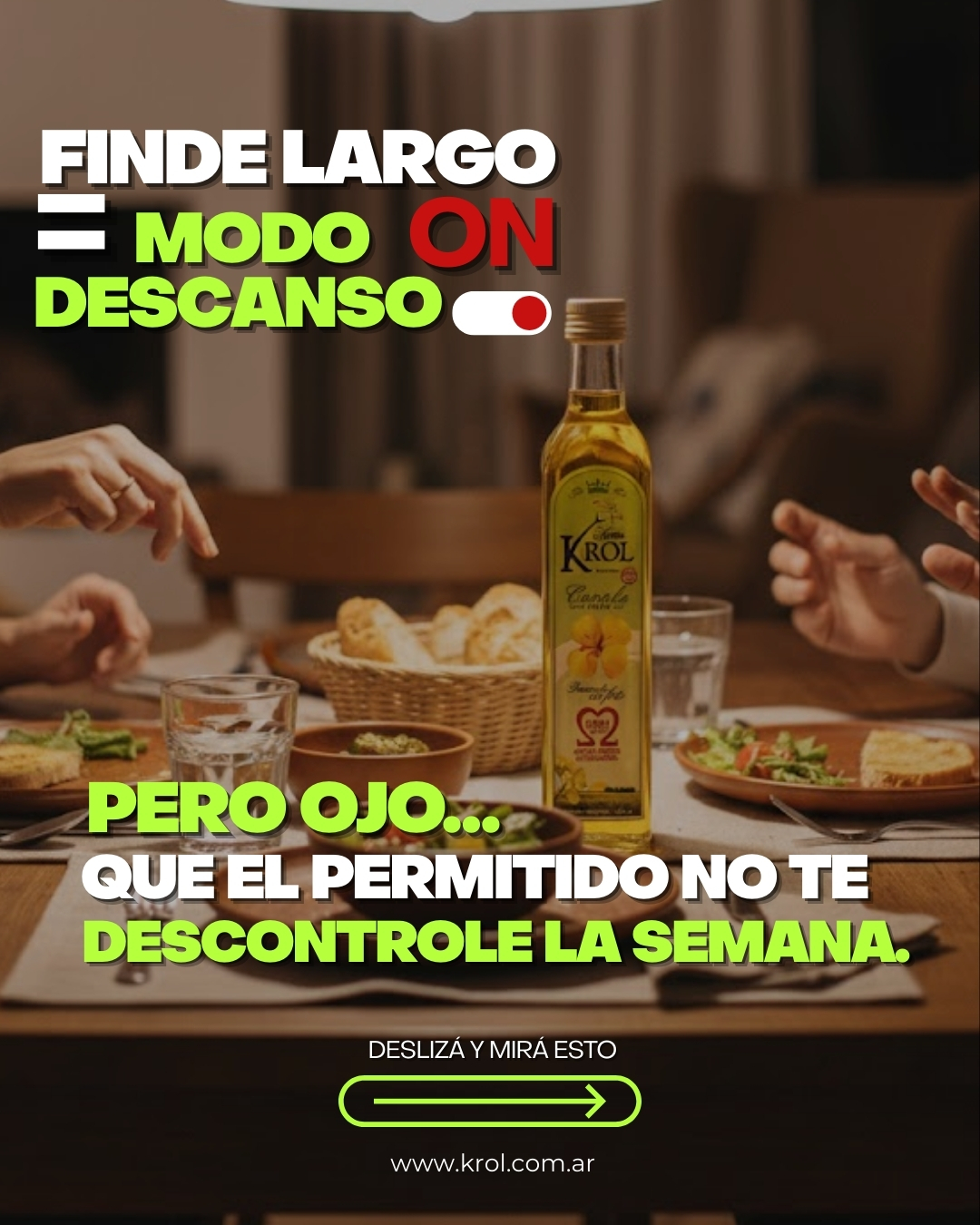 Finde largo = modo descanso ON
Pero ojo… que el permitido no te descontrole la semana 😉
Picada ✔️
Pastas ✔️
Salteados ✔️
Ensaladas ✔️
La clave no es dejar de disfrutar…
👉 es elegir mejor.
Con KROL Canola Virgen prensado en frío, sumás Omega 3, 6 y 9 y ayudás a mantener el colesterol en niveles saludables.
Porque sí, podés darte el gusto…
pero con el aceite correcto, todo cambia 💚
Este carnaval disfrutá, compartí, descansá…
pero elegí calidad en tu mesa.
📍Disponible en dietéticas y supermercados
🌐 www.krol.com.ar
#FindeLargo #Carnaval2026 #PermitidoSaludable #VidaSana #AceiteDeCanola #Krol #SinGluten #Omega369 #ElegíMejor