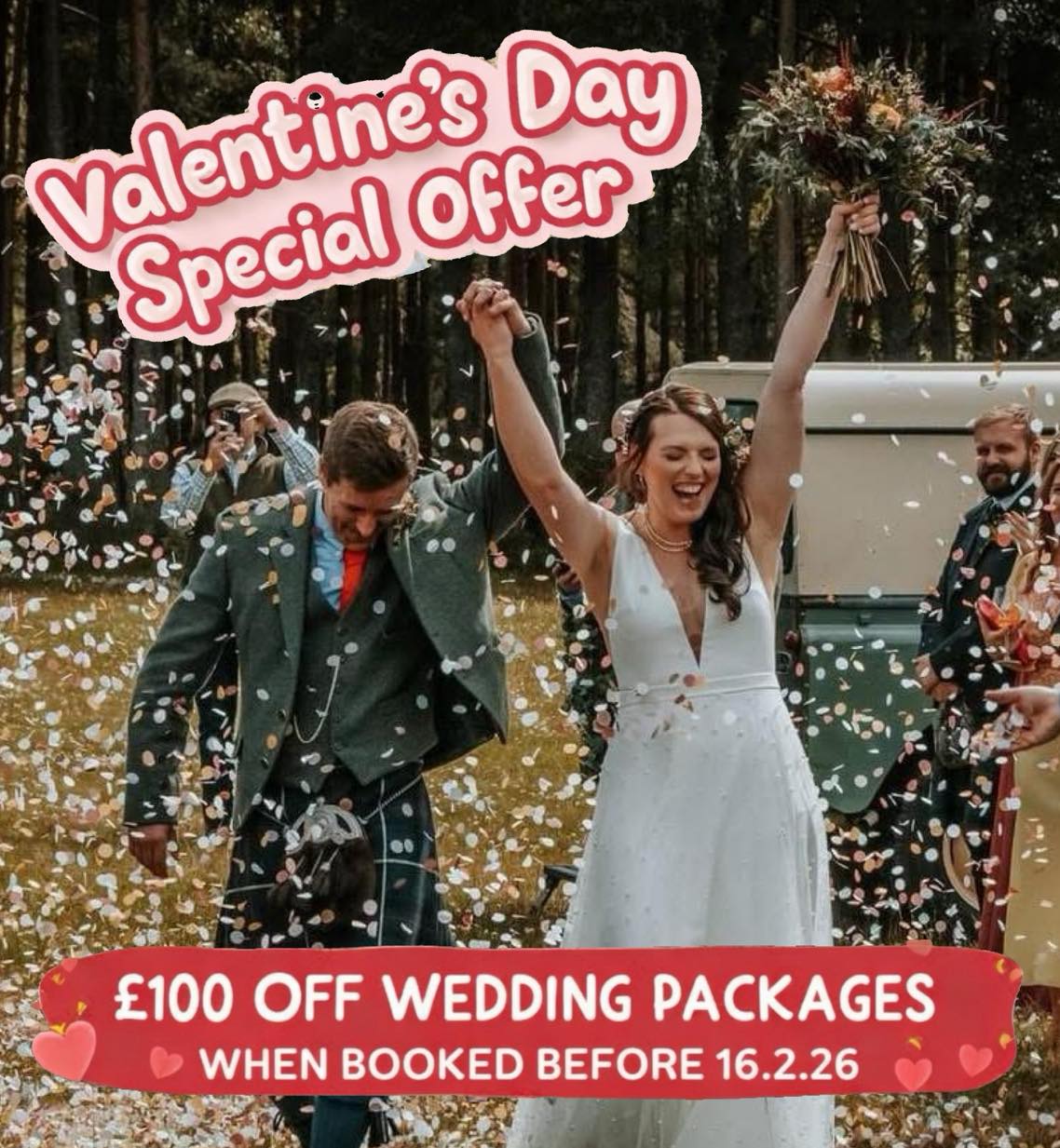 1 more day to take advantage of this offer! Ends midnight Monday 16th
Babeinthewood.com/weddings
🌹 Roses are red, violets are blue,
here’s a cheeky Valentine’s discount just for you 💕
Book your wedding photography before midnight 16.2.26 and enjoy £100 off any wedding package.
❤️Wild, heartfelt, adventure-filled love stories welcome❤️
#babeinthewood #specialoffer #cheekydiscount #valentinesday #weddingphotography