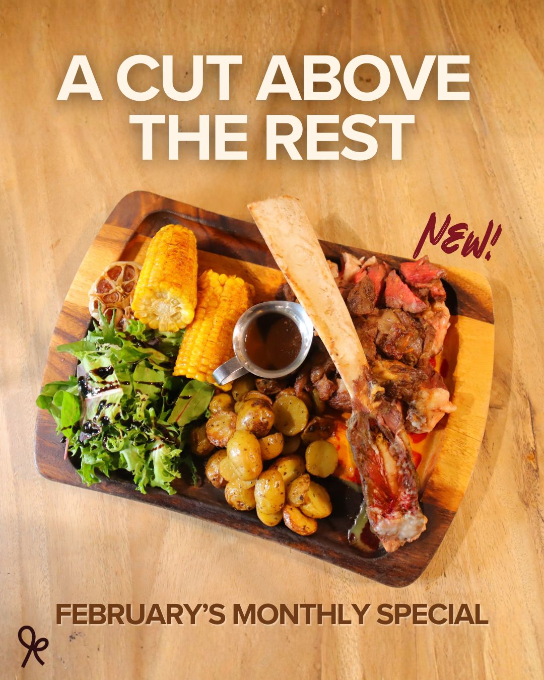 A cut above the rest. 🥩
Our February Monthly Special features the bold and indulgent Black Angus Tomahawk Steak, served with butter corn, roasted baby potatoes and garden salad.
💲 $75 nett | February only
Come hungry. Leave impressed.
Make your reservations at www.knotscafeandliving.com/