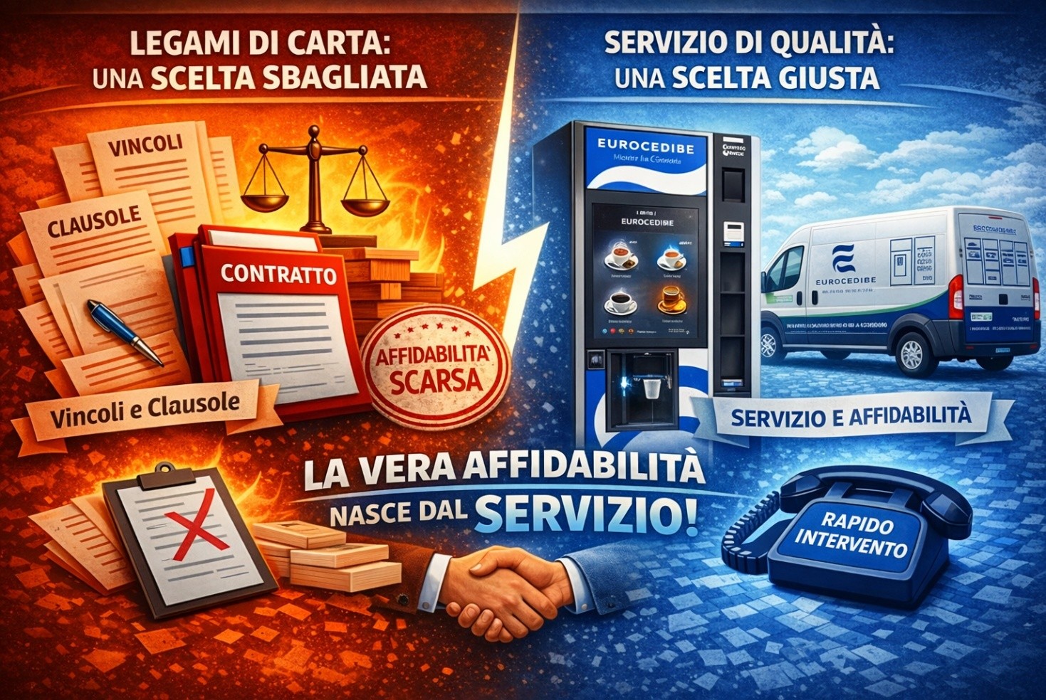 📄 Affidabilità: nasce da un contratto o da un comportamento?
Nel mondo dei distributori automatici, la vera sicurezza non è sempre dove te l’aspetti.
C’è chi la scrive nelle clausole.
E chi la costruisce ogni giorno, con gesti concreti.
🧭 In questo nuovo articolo raccontiamo due approcci opposti al servizio.
E perché uno dei due, secondo noi, ha le ore contate.
👉 Scoprilo qui: www.eurocedibe.it/post/servizio-o-carta-dove-nasce-la-vera-affidabilità-dei-distributori-automatici
#vending #affidabilità #clientecentrale #serviziovero #eurocedibe #libertàdiscelta #responsabilità #businessetico