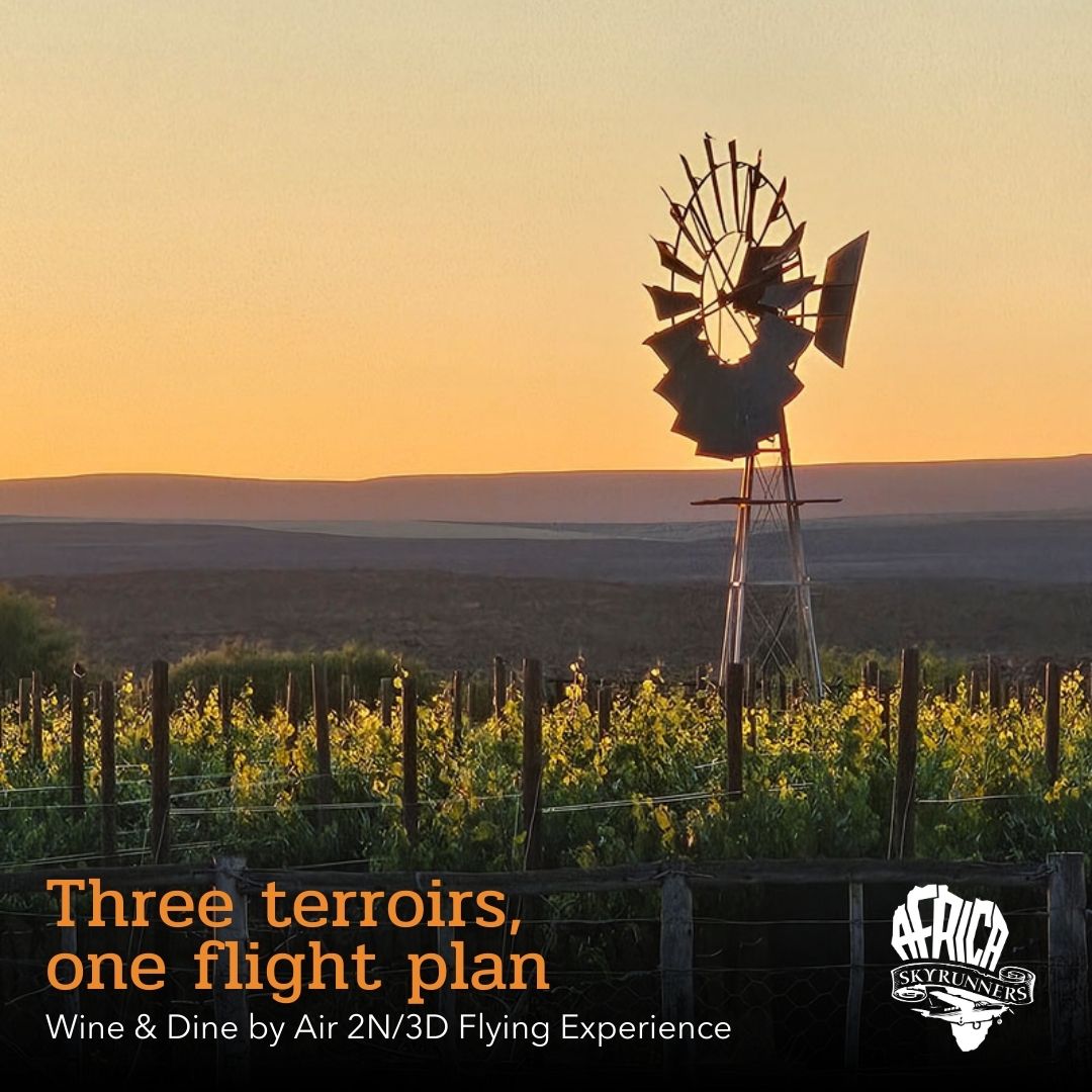 Wine & Dine by Air: three terroirs, one flight plan.
With Africa Sky Runners, you can taste the Cape’s diversity in a single, seamless journey. West Coast vineyards shaped by Atlantic influence, the Karoo’s dry inland character, and Robertson’s limestone-driven valley wines. Different soils, different climates, different styles. Tied together with discreet aviation planning and thoughtfully paired dining along the way.
2N/3D Flying Experience.
2–10 guests (weight limits apply).
Bookings: info@africaskyrunners.com | +27 (0)83 760 1330
👉 https://bit.ly/flyexpwinedine
#AfricaSkyRunners #WineAndDine #FlyTheCape #WesternCapeAdventures #SkyToVine