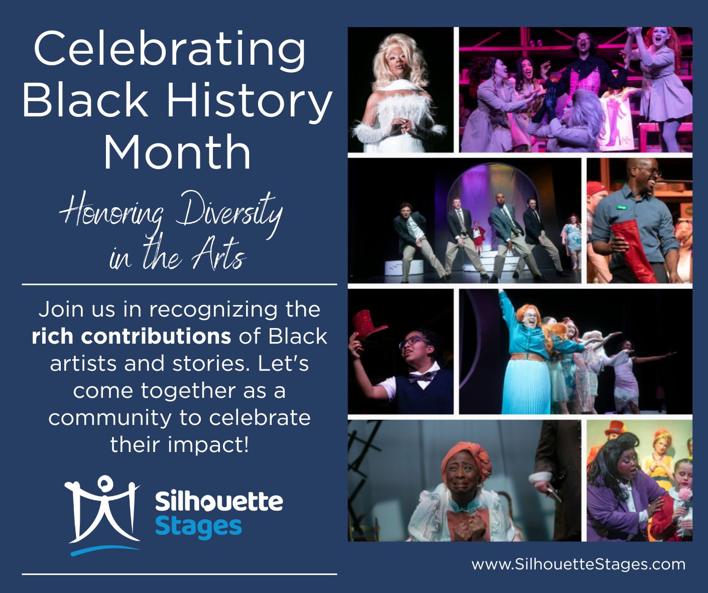 This February, Silhouette Stages honors the incredible contributions of Black creators to our local and national arts community. Is there a Black artist who has inspired your love for the arts? Let us know in the comments! 👇And visit our website for more on some of the many notable players.