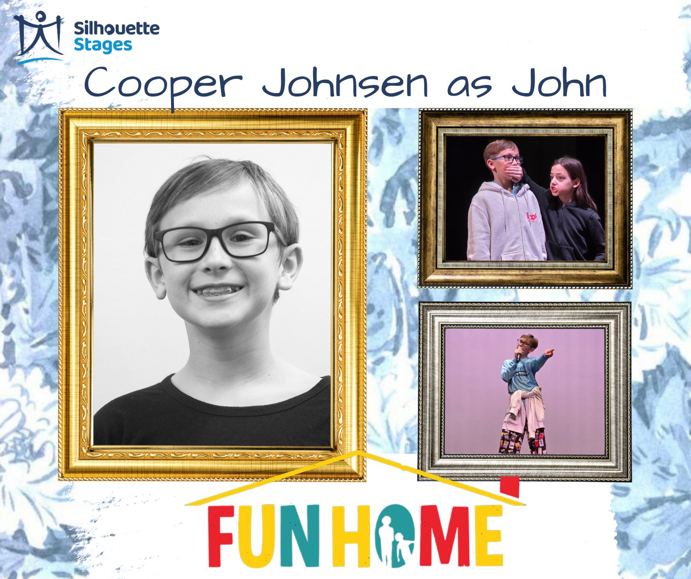 Our next Fun Home cast member to introduce is Cooper Johnsen. Cooper is making his Silhouette Stages' debut as John Bechdel and you truly don't want to miss it! Get your tickets now at our website. Fun Home runs March 6 - 22.
