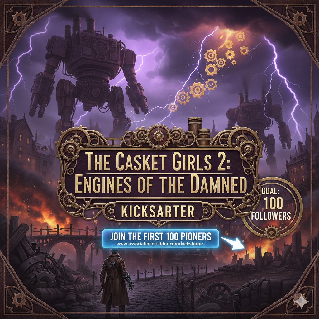 The machines are fueled. The blueprints are drawn. ⚙️
We are nearly ready to deploy The Casket Girls 2: Engines of the Damned, but every mission needs a vanguard. We are officially holding the Kickstarter launch until we hit 100 followers on the pre-launch page. This ensures we hit the ground running with the maximum possible impact for the Association.
It costs nothing to authorize your support—you just need to follow the project. Will you be one of the first 100 pioneers to greenlight the launch?
👇 Join the vanguard here:
https://www.associationofishtar.com/kickstarter
#TheCasketGirls #Steampunk #Mecha #Kickstarter #IndieAuthor #SciFi #AssociationOfIshtar