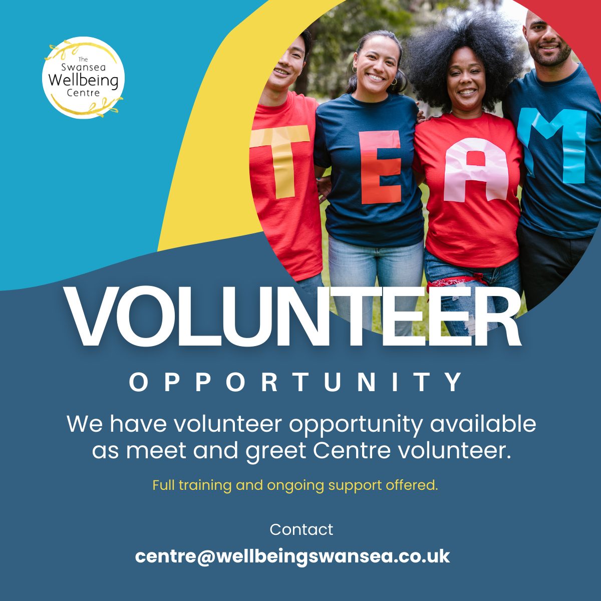 We have volunteer opportunity available 💛
Tuesdays 9.30am-12pm as meet and greet Centre volunteer.
Please get in touch via centre email centre@wellbeingswansea.co.uk
Full training and ongoing support offered.
#volunteersmakeadifference #volunteering #volunteer