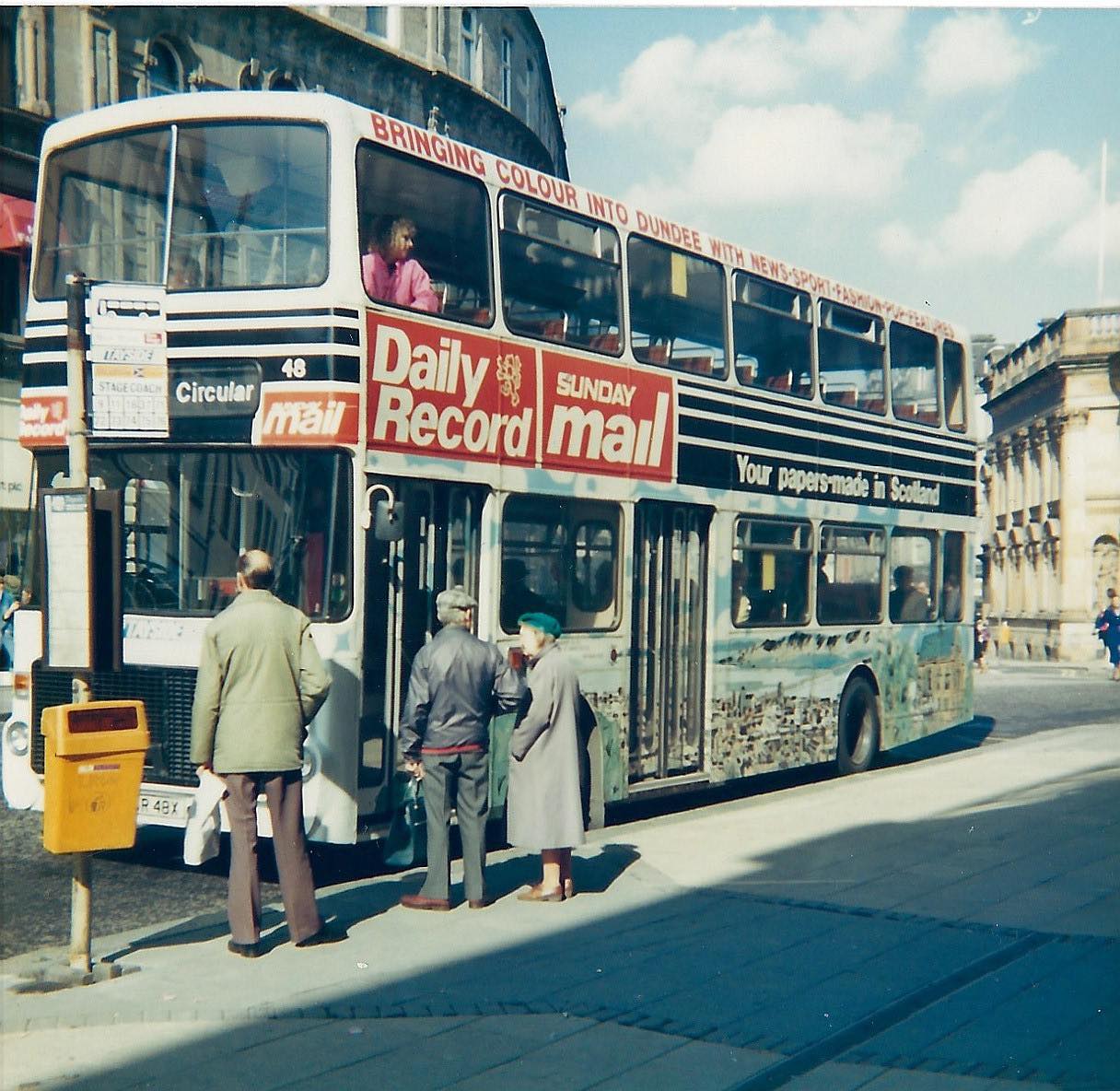 🚌📸 For this week’s Feature Friday, we’re looking at Tayside double decker bus number 48, captured on the High Street in Dundee.
Fleet number 48, registration HSR48X, was a Volvo Ailsa Mark III with bodywork by Alexander. New in 1981 and withdrawn in 2003, it carried a full Daily Record advertisement across its sides - a familiar sight for many Dundonians at the time.
Do you remember travelling on buses like this one?
📍 Dundee Museum of Transport, Market Mews
⏰ Open Friday - Monday, 10am - 4.30pm