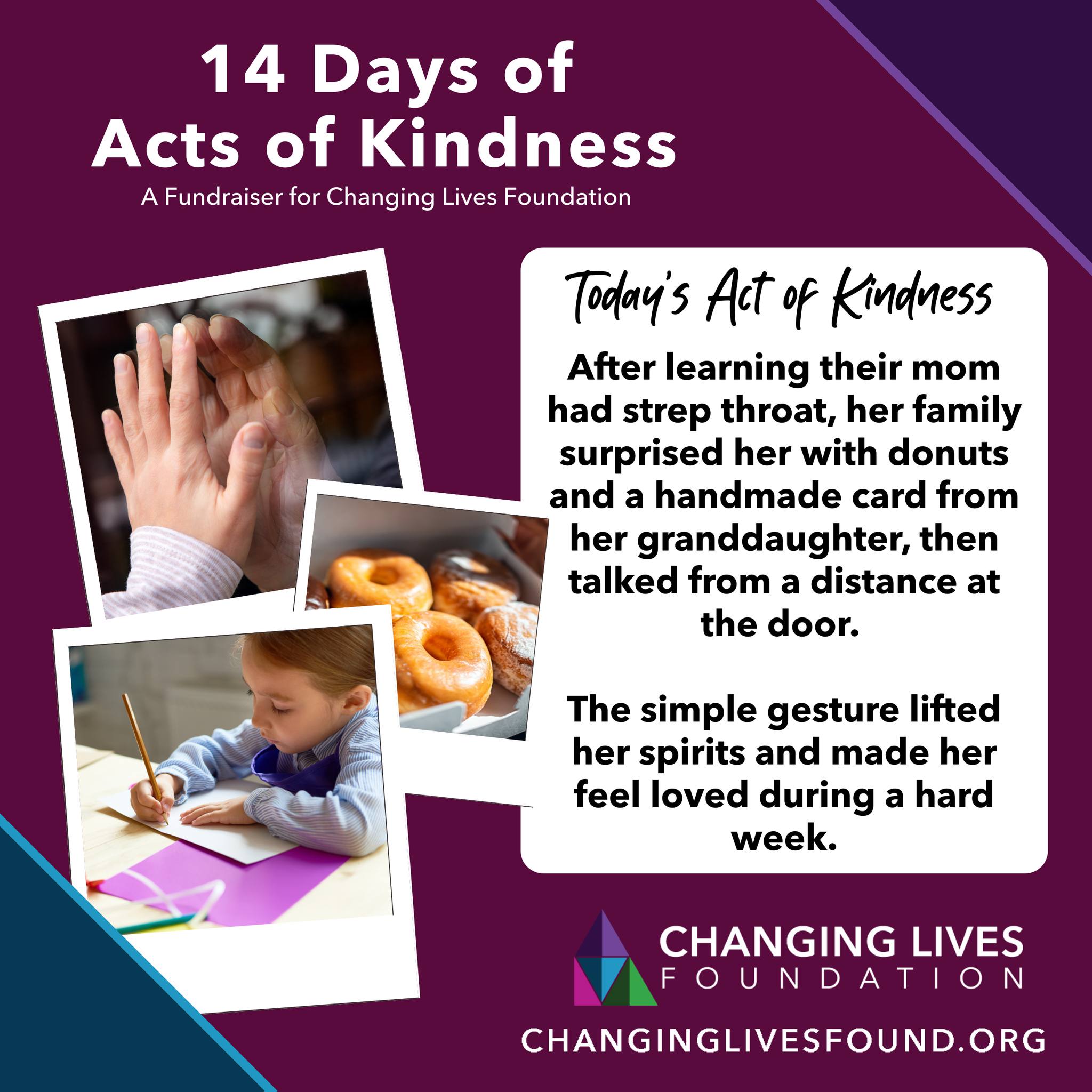 A simple act of kindness can make a hard week feel a little lighter. 💜
Because of love, thoughtfulness, and a handmade card, one mom was reminded she is not alone. Thank you for helping moments like this happen!
#changinglivesfound #up2Him #nonprofit #fundraiser #kindness #actsofkindness #14days #february