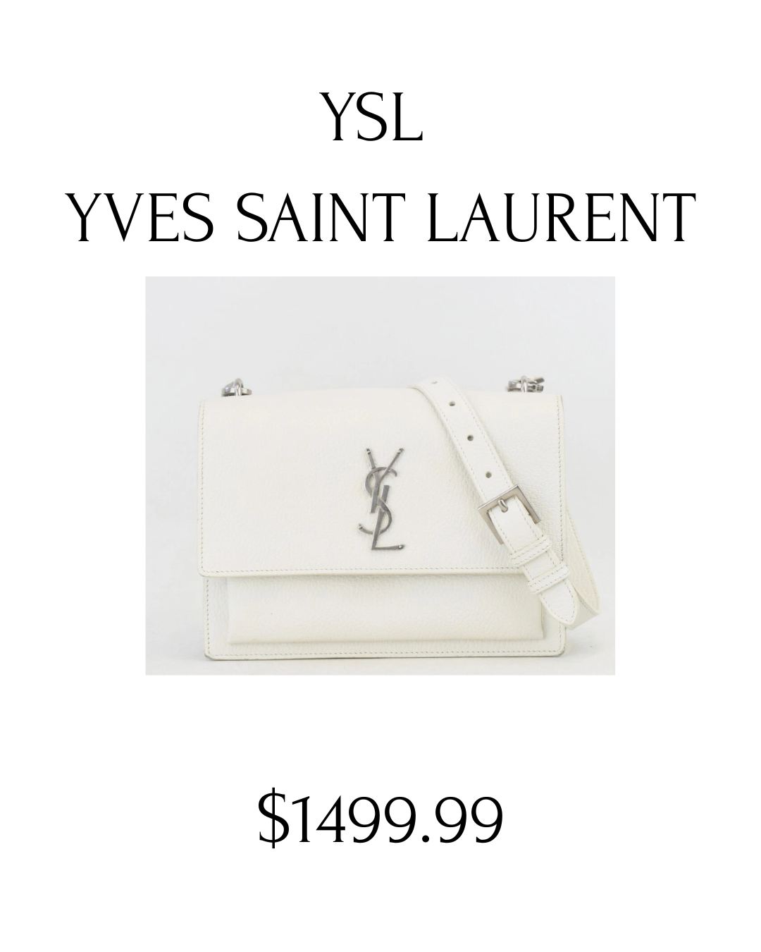 Crisp. Structured. Iconic. ✨
YSL “Sunset” medium shoulder bag in smooth white calfskin with silver hardware — the kind of piece that sharpens every outfit.
Available now.
#YSL #YvesSaintLaurent 🤍 #SunsetBag #LuxuryResale #DesignerHandbags #SpringStyle #BoutiqueFinds #ModernClassic ✨