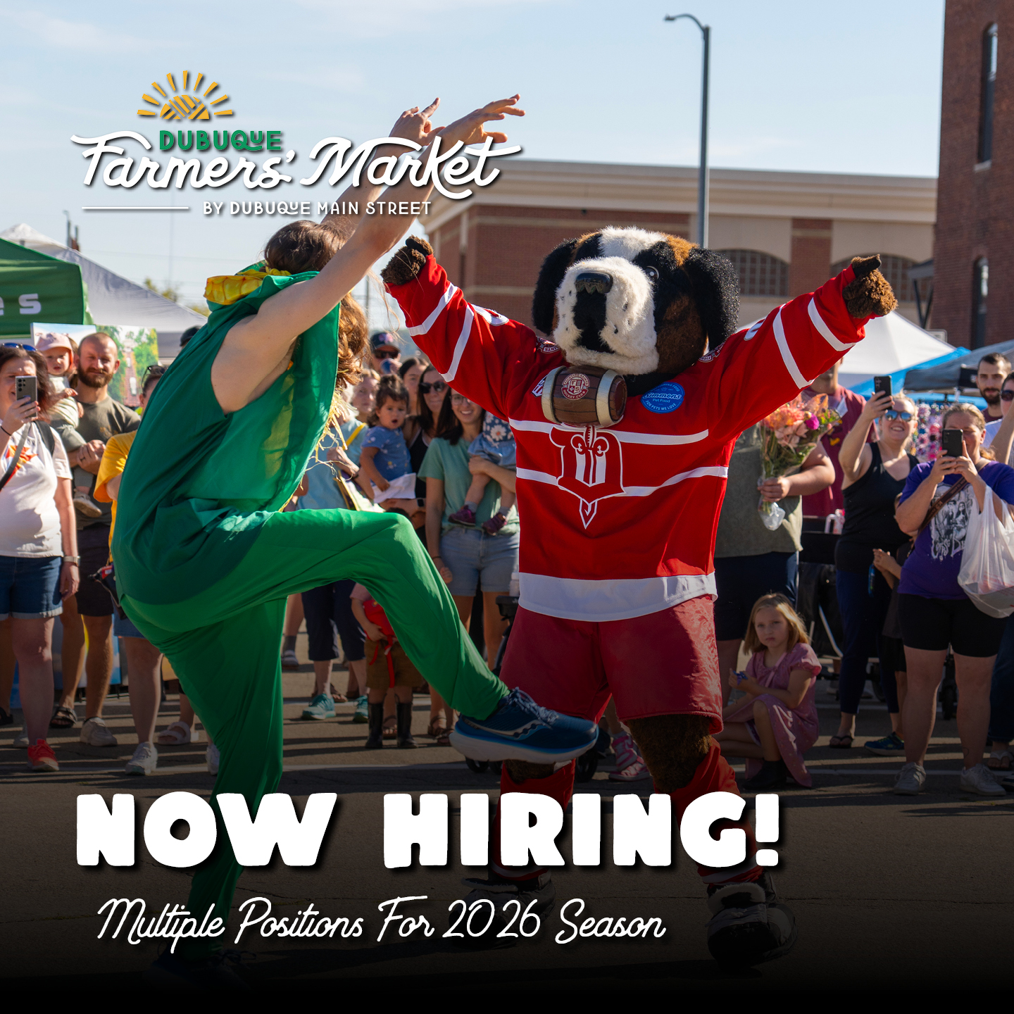 🌽 NOW HIRING — Dubuque Farmers’ Market 🌽
Want to be part of the team that makes Saturday mornings happen downtown?
Open roles:
🚧 Market Operations Associate (setup/tear-down)
💬 Market Services Associate (Info Booth + tokens/EBT)
🛠️ On-Site Market Manager (operations + flow + safety)
⏰ Early mornings • Outdoors • Community energy
✅ Apply via the Google Form for the position you want (link in bio / links in post)
Tag someone who’d love this! 👇
#DubuqueFarmersMarket #DowntownDubuque #DubuqueIowa #IowaFarmersMarket #SeasonalJobs