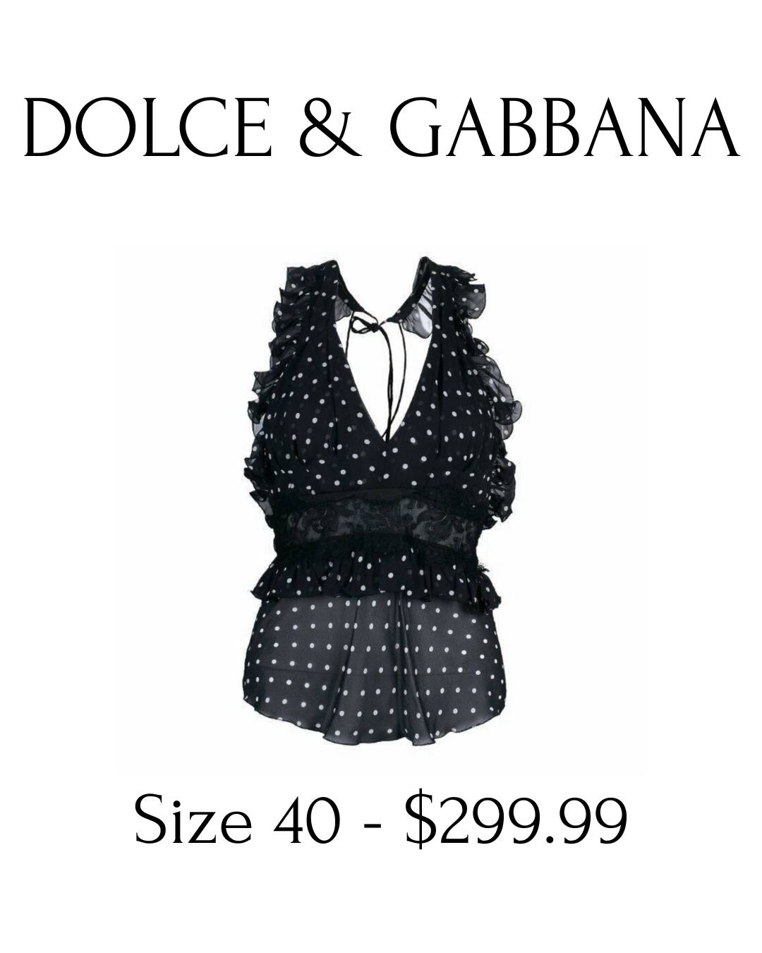 Silk. Lace. A little drama.
DOLCE & GABBANA polka dot halter in fluid silk with romantic lace detailing — the kind of top that turns dinner into an occasion.
Size 40 / US 4
New condition.
#DolceAndGabbana #SpringNights #LuxuryFinds #DesignerBlouse #RomanticStyle #BoutiqueEdit #ChicWardrobe