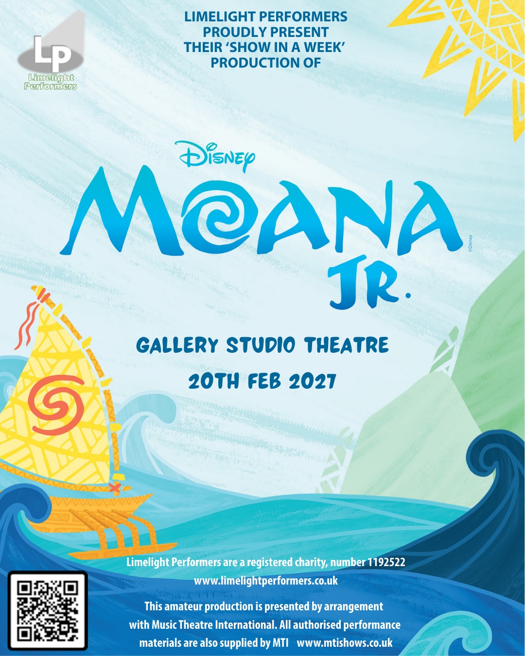 🌊 The ocean is calling… 🌊
We’re beyond excited to announce that our show in a week next February will be Disney’s Moana Jr.! 🐚✨
Join us as we journey across the ocean with Moana, Maui, and a host of unforgettable characters in this vibrant, high-energy musical adventure. Featuring all your favourite songs including “How Far I’ll Go” and “You’re Welcome,” this heart warming story celebrates courage, friendship, and discovering who you’re meant to be.
Packed with incredible young talent, dazzling costumes, and waves of fun for the whole family, Moana Jr. is a show you won’t want to miss!
📅 Saturday20th February 2027
📍 Gallery Studio Theatre
🎟 More information to follow!
#MusicalTheatre #ShowInAWeek #YoungCreatives #YoungPerformers #YoungCrew #IpswichEvents #YouthTheatre #ShowAnnouncement #moanajrthemusical #moana #limelightperformers
Stay tuned for more updates… we can’t wait to welcome you aboard! 🌺🌞
