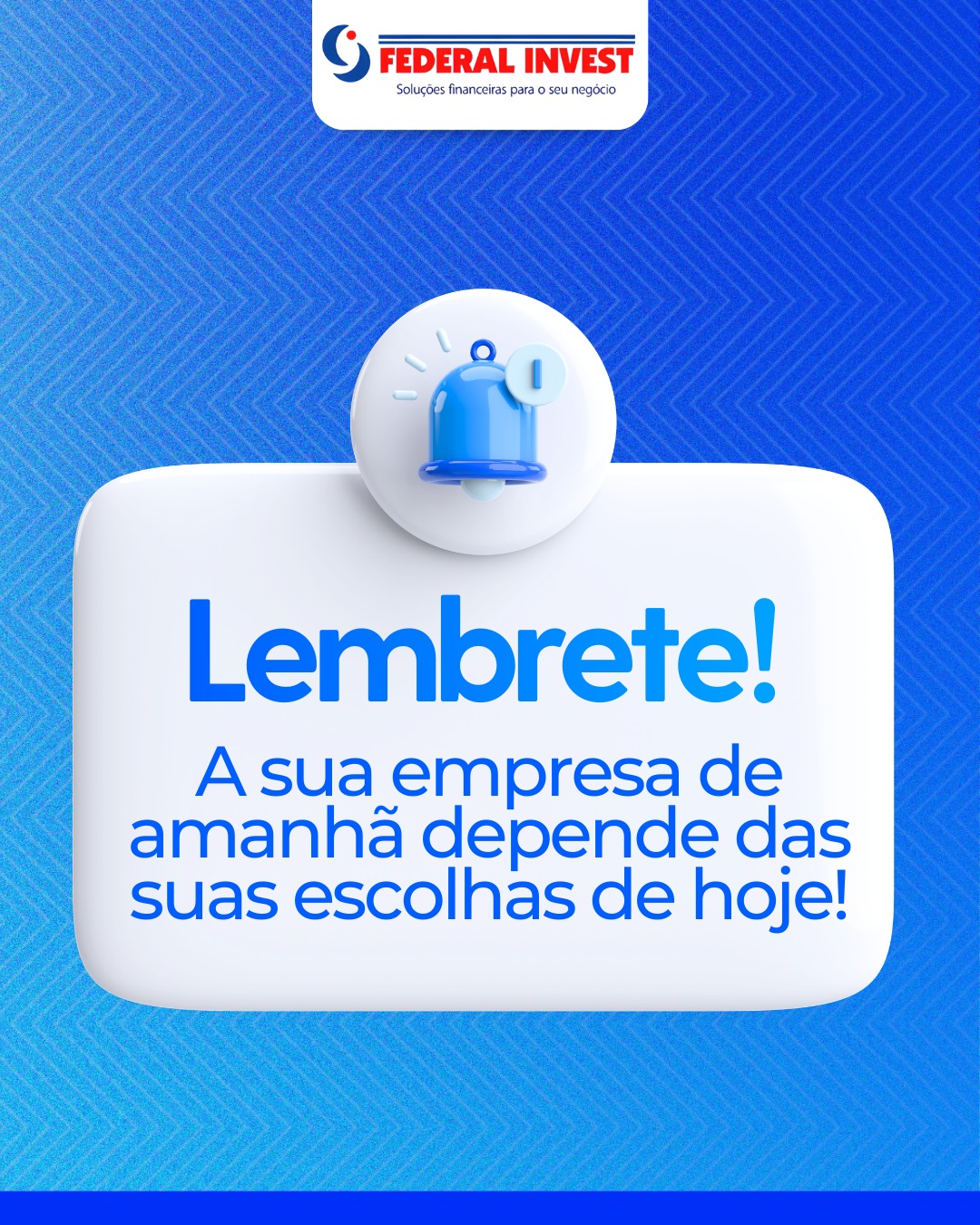 ⏰💼 Lembrete importante!
A empresa que você terá amanhã depende das decisões que você toma hoje.
Planejamento financeiro, organização do caixa e escolhas estratégicas são o que sustentam o crescimento sólido e seguro.
Não deixe para depois o que pode fortalecer seu negócio agora.
📲 Conte com a Federal Invest para transformar boas decisões em grandes resultados.
#FederalInvest #GestaoFinanceira #Empreendedorismo #Planejamento #CapitalDeGiro #CrescimentoEmpresarial