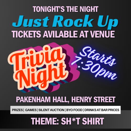 🎭🧠 TONIGHT’S THE NIGHT, Pakenham! 🧠🎭
If you haven’t booked yet — don’t panic 😈
👉 Just rock up and pay at the door!
⏰ 7:30pm start
👕 Sh*t Shirt Theme (uglier = better)
🎁 Amazing prizes
🎭 All in support of Les Misérables 2026
Grab your mates, bring your sass, and join the fun —
Trivia. Theatre. Chaos. TONIGHT. 🔥🎶