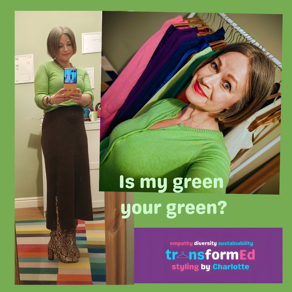 Sunday sustainable styling. This cardigan in a beautiful apple-green shade is my latest second-hand purchase. When people say to me that they can't wear a particular colour, I counter that there will be a version of the colour that will complement their natural skin tone. But it's important to remember that it won't just be one flattering shade. Colour analysis opens up possibilities rather than restricts with rules.
๐
#colouranalysishull #sustainablefashion #sustainablestyle #weargreen #mybestcolours