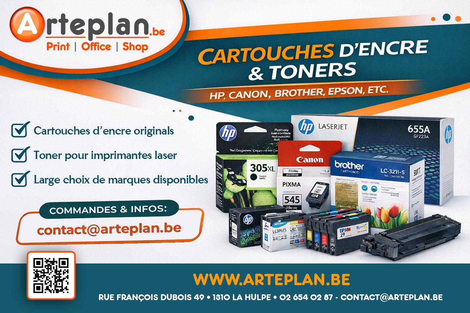 🖨️ Cartouches d’encre & toners toutes marques
HP, Canon, Brother, Epson… de stock ou sur commande 👌
✔️ Encre & toner
✔️ Produits originaux
✔️ De stock ou sur commande
✔️ large choix de marques disponibles
📍 Arteplan Print | Office | Shop
📧 contact@arteplan.be
Rue François Dubois 49 - 1310 La Hulpe
02 654 02 87
#CartouchesEncre #Toners #Imprimantes #PrintOffice #LaHulpe