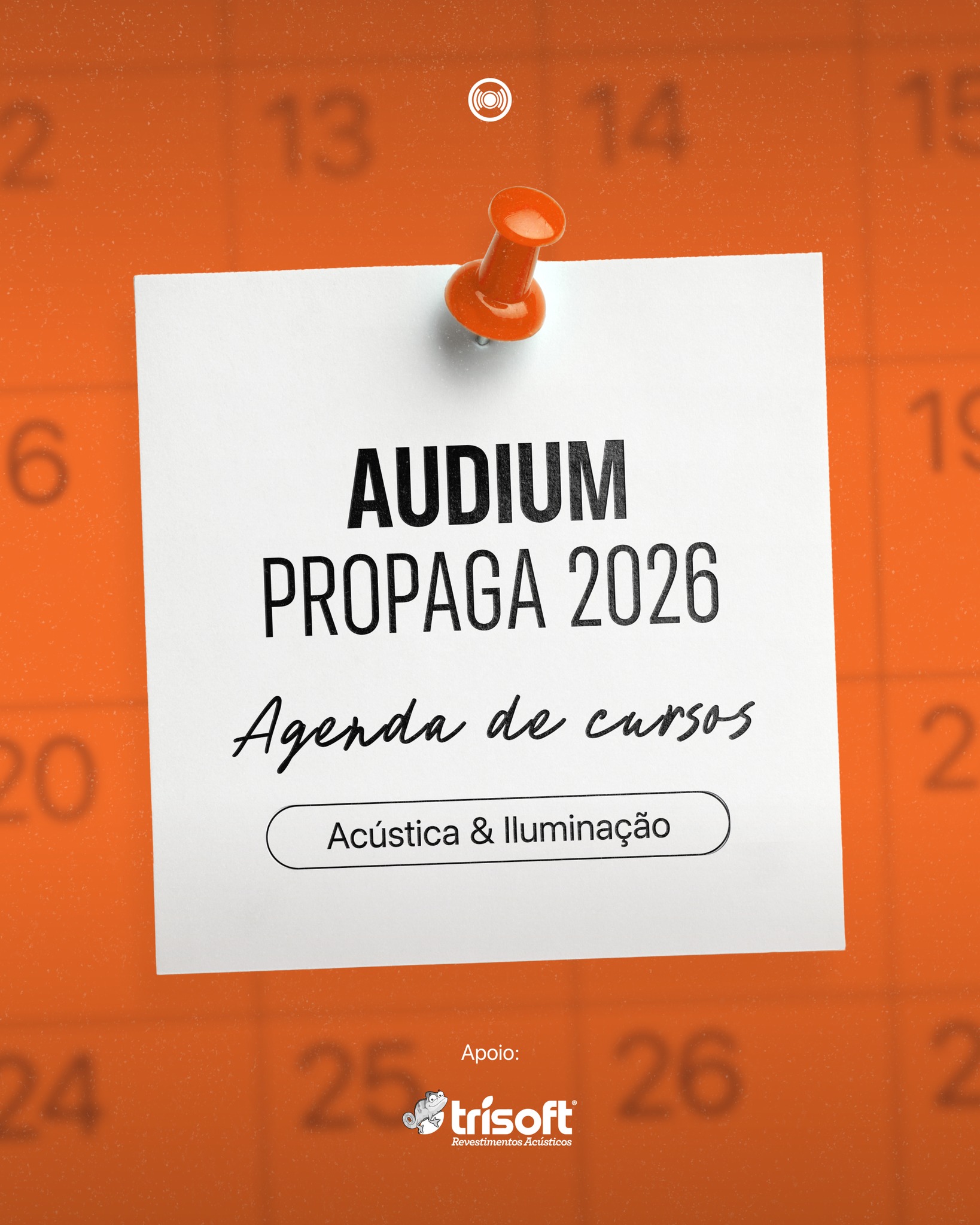 Para profissionais que projetam ambientes e querem elevar o nível das suas especificações com conhecimento prático e atual, conheça o cronograma de cursos AUDIUM Propaga 2026.
Conteúdos técnicos e aplicados conduzidos de forma dinâmica por especialistas experientes com foco em cases reais, voltados para quem deseja tomar decisões mais assertivas em acústica e iluminação desde a fase de projeto.
Não perca essa oportunidade. Inscreva-se no link da bio!