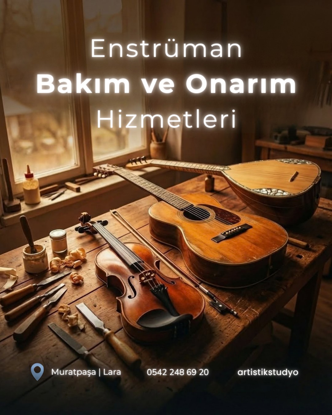 Enstrümanınızın performansı, sadece parmaklarınızın ucunda değil, eşik yüksekliğinden sap ayarına kadar her bir detayda gizlidir. Zamanla değişen nem oranları ve kullanım yoğunluğu; seste sağırlaşma, cızırtı (fret buzz) veya akort kararsızlığı gibi teknik sorunlara yol açar.
Artistik Stüdyo olarak; keman, gitar, bağlama ve diğer telli enstrümanlarınız için profesyonel lüthiye çözümleri sunuyoruz. Enstrümanınızın kondisyonunu en üst seviyeye çıkarmak için atölyemize bekliyoruz.
🛠 Verdiğimiz Hizmetler:
Sap ve eşik ayarları (Action setup)
Tesviye ve perde değişimi (Refretting)
Elektronik aksam onarımı ve modifikasyonu
Gövde çatlak onarımı ve cila yenileme
Detaylı temizlik ve periyodik bakım
📍 Muratpaşa | Lara
📞 0542 248 69 20
#enstrümanbakım #luthier #antalyaetkinlik #gitarbakım #kemanonarım #müzikaletleri #lara #muratpaşa #artistikstudyo #enstrümantamiri