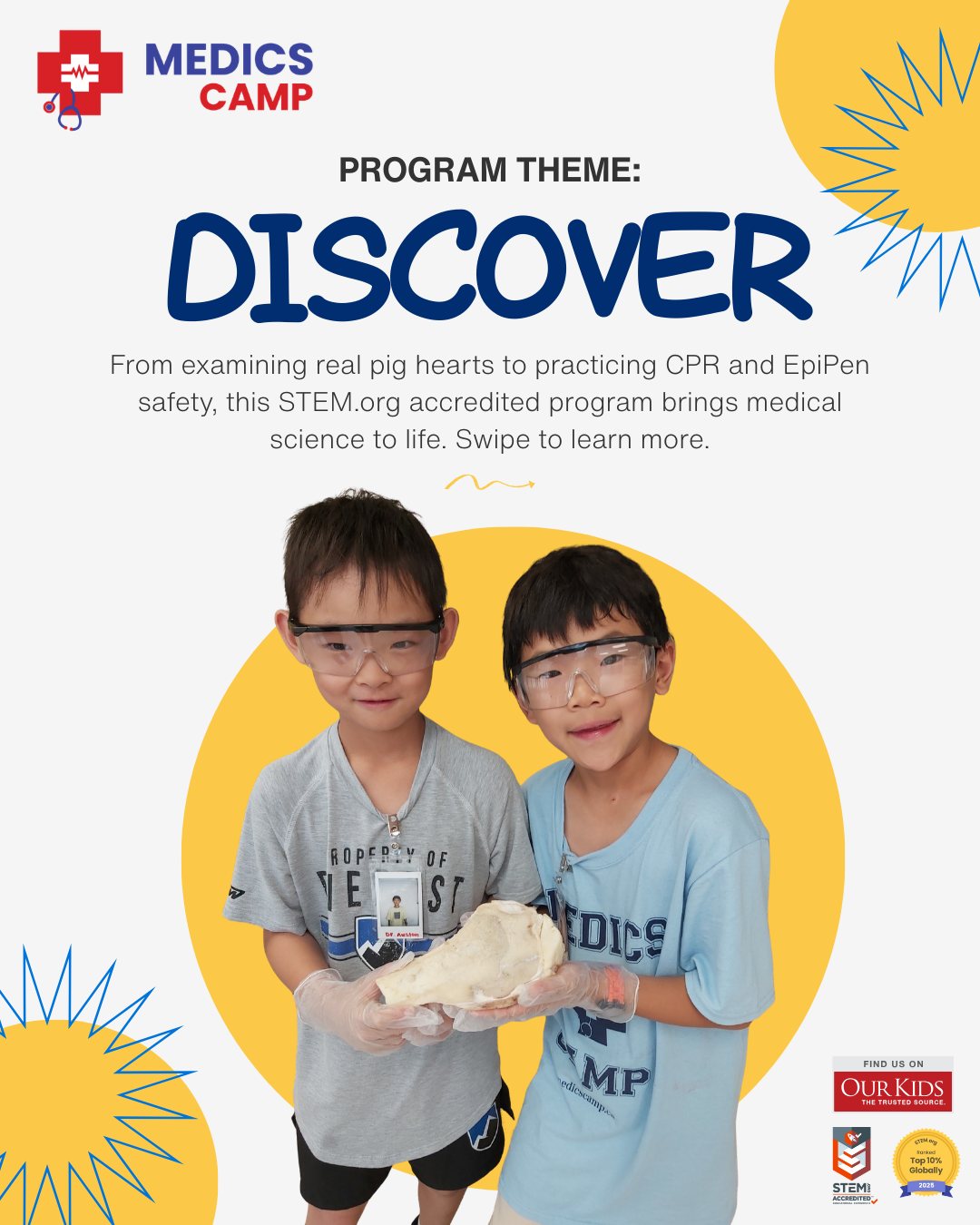 Does your child ever wonder what it’s actually like to be a doctor? 🤔
In our Discover Theme, they step into the roles of dentists, pharmacists, pediatricians, and more! 👩⚕️🩺
Whether they are examining a real pig heart or stepping into the shoes of a Pharmacist, they are building the confidence and curiosity that lasts a lifetime.
Secure your spot at one of our locations! Link in bio to register!
#STEMEducation #SummerCamp2026 #TorontoCamps #VancouverCamps