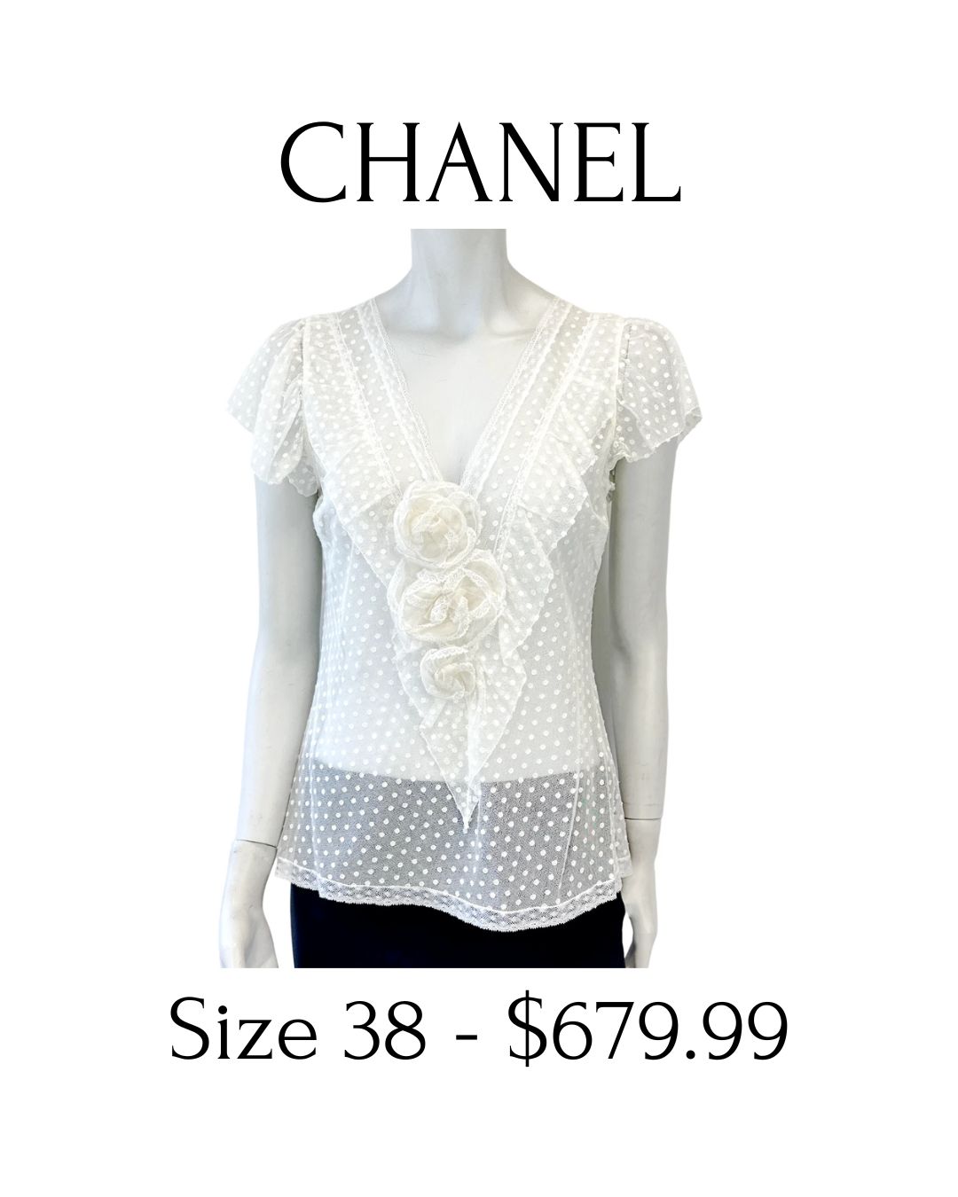 Polka dots for spring, but make it couture. ✨
Chanel Cruise 2007 cotton mesh blouse with signature rose detail — light, refined, and effortlessly feminine.
Available now.
#SpringWardrobe #ChanelStyle #LuxuryCloset #DesignerResale #SpringEdit #FeminineFashion #BoutiqueFinds