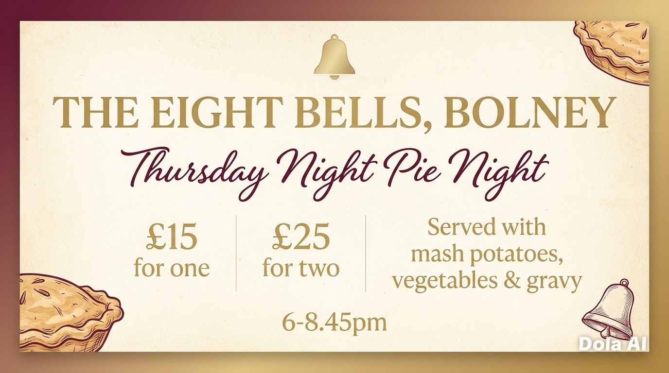 This evenings home made pies are
Beef & Mushroom 🍄
Chicken, Chorizo & Vegetable 🥦
Ocean Pie 🐟
Cottage pie 🛖
Red Curry Vegetable
All served with creamy mashed potatoes, seasonal vegetables and gravy ⭐