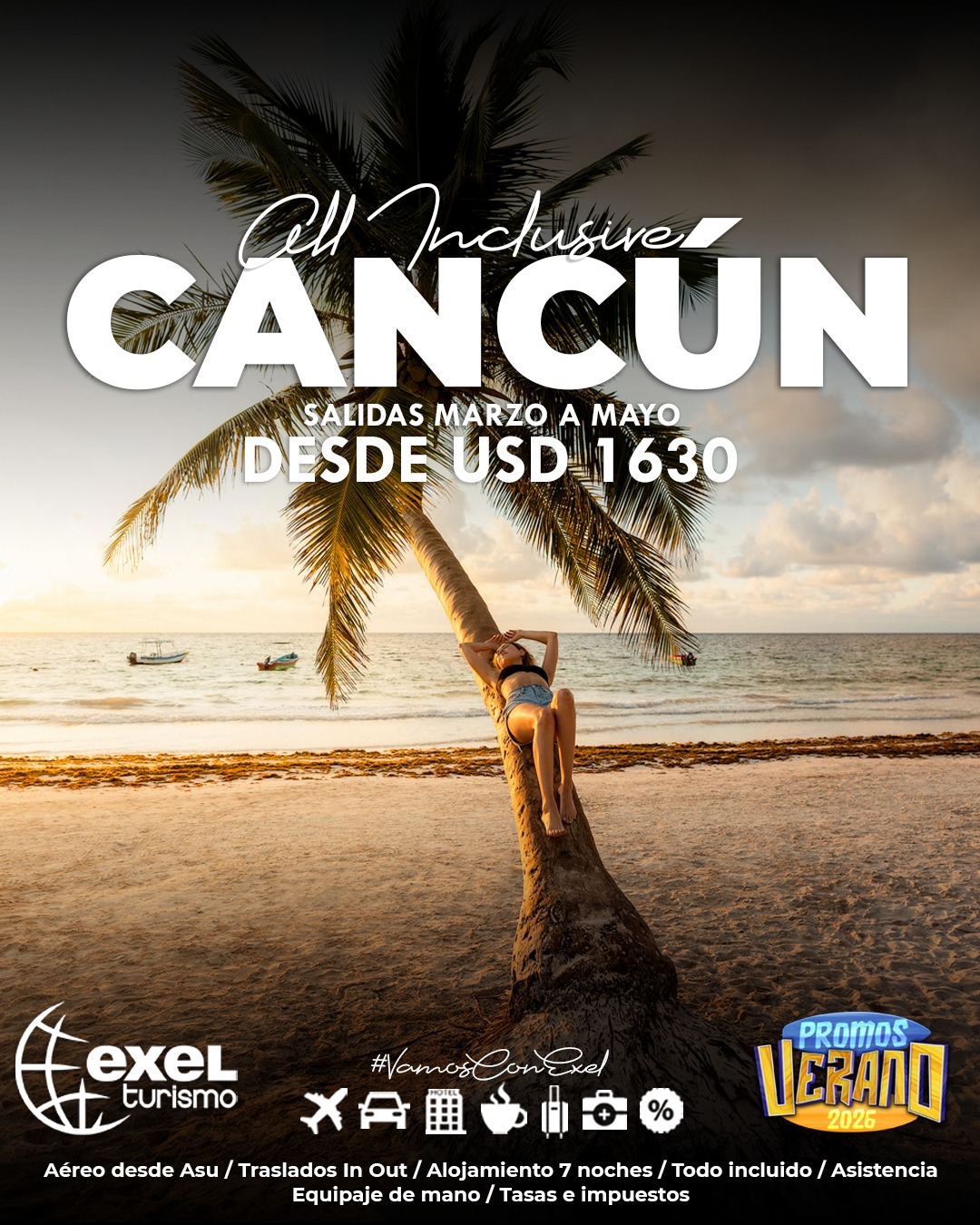 Cancún All Inclusive salidas marzo a mayo 🤩✈
¡Escribinos ya mismo al +595 993 607 747 y #VamosConExel 🏖️
#Caribe #Cancún #Playa #viajes