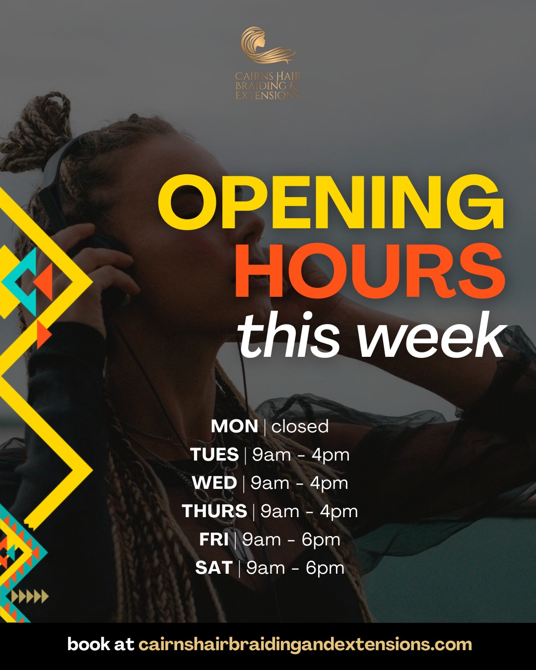 We’re open this week at Cairns Hair Braiding & Extensions ✨
Whether you’re ready for a fresh style, planning a transformation, or simply wanting expert advice, our doors are open and we’d love to see you!
Opening hours this week:
• Tuesday to Thursday: 9am – 4pm
• Friday: 9am – 6pm
• Saturday: 9am – 6pm
To make sure you receive the time, care, and attention your hair deserves, we recommend booking ahead through our website.
Not quite sure what to book?
Start with a consultation. It gives us dedicated time to talk through your goals, assess your hair, and guide you toward the best solution for you. Simple, relaxed, and pressure-free.
Our services include:
• All forms of braiding
• Remy human hair extensions & hair loss solutions
• Dreadlocks (temporary crochet, permanent crochet, interlocking, detox, maintenance & styling)
• Keratin, Nanoplasty, Hair Botox & Silk Presses
• Colour, lightening services, cuts & treatments
• Hair memberships & DIY braid packages
• Training & mentorship opportunities
🔗 Book online via our website
-
🔔 Planning ahead?
Next week’s hours will shift slightly, with earlier finishes on Friday and Saturday, so we encourage early bookings to secure your preferred time.
We’re also open to both clients and hairstylists, offering premium hair extensions and professional retail supplies from Enlightened Hair Extensions.
Enquire about our Trade Program and become part of the Enlightened Hair Extensions family 🫶
#cairnshairbraidingandextensions #EnlightenedHairExtensions #HairWithPurpose #CairnsHairSalon #professionalhairdresser #ExtensionSpecialist #HairConfidence