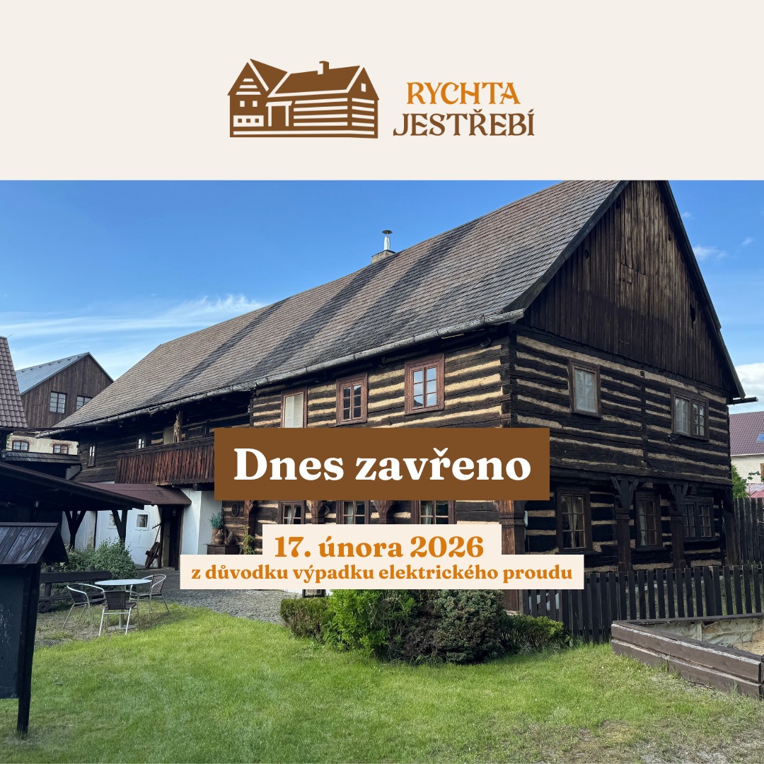 Dnes máme zavřeno, protože v úterý je v Jestřebí vypnutá elektřina a bez proudu vám nemůžeme dodat to, na co jste zvyklí - totiž to nejlepší. :-)☕
Těším se na vás v následujících dnech.
Rychta Jestřebí - tady je ten pocit.