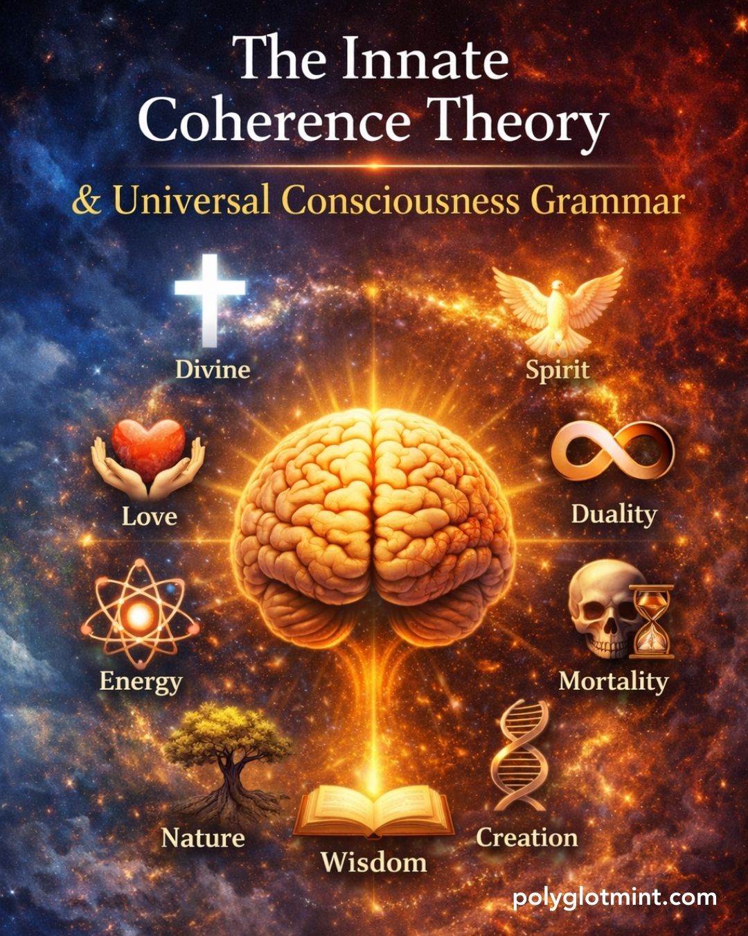 The Innate Coherence Theory (ICT) extends Noam Chomsky’s “universal grammar” — beyond language, into consciousness itself.
Meaning has a built-in grammar, and your nervous system can feel coherence vs. distortion before you can explain it.
Read: polyglotmint.com/post/innate-coherence-theory
#Psychomedia #Consciousness #Linguistics #Neuroscience