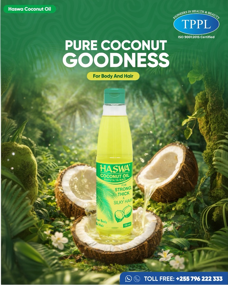 Pure coconut care your hair and skin will thank you for. Haswa Coconut Oil is packed with natural nourishment that keeps your hair strong, thick, and silky while giving your skin a soft, healthy glow. Your daily touch of pure goodness.
#HaswaCoconutOil #PureGoodness #HealthyHair #NaturalBeautyCare #SilkyHair #TPPL #CoconutBenefits