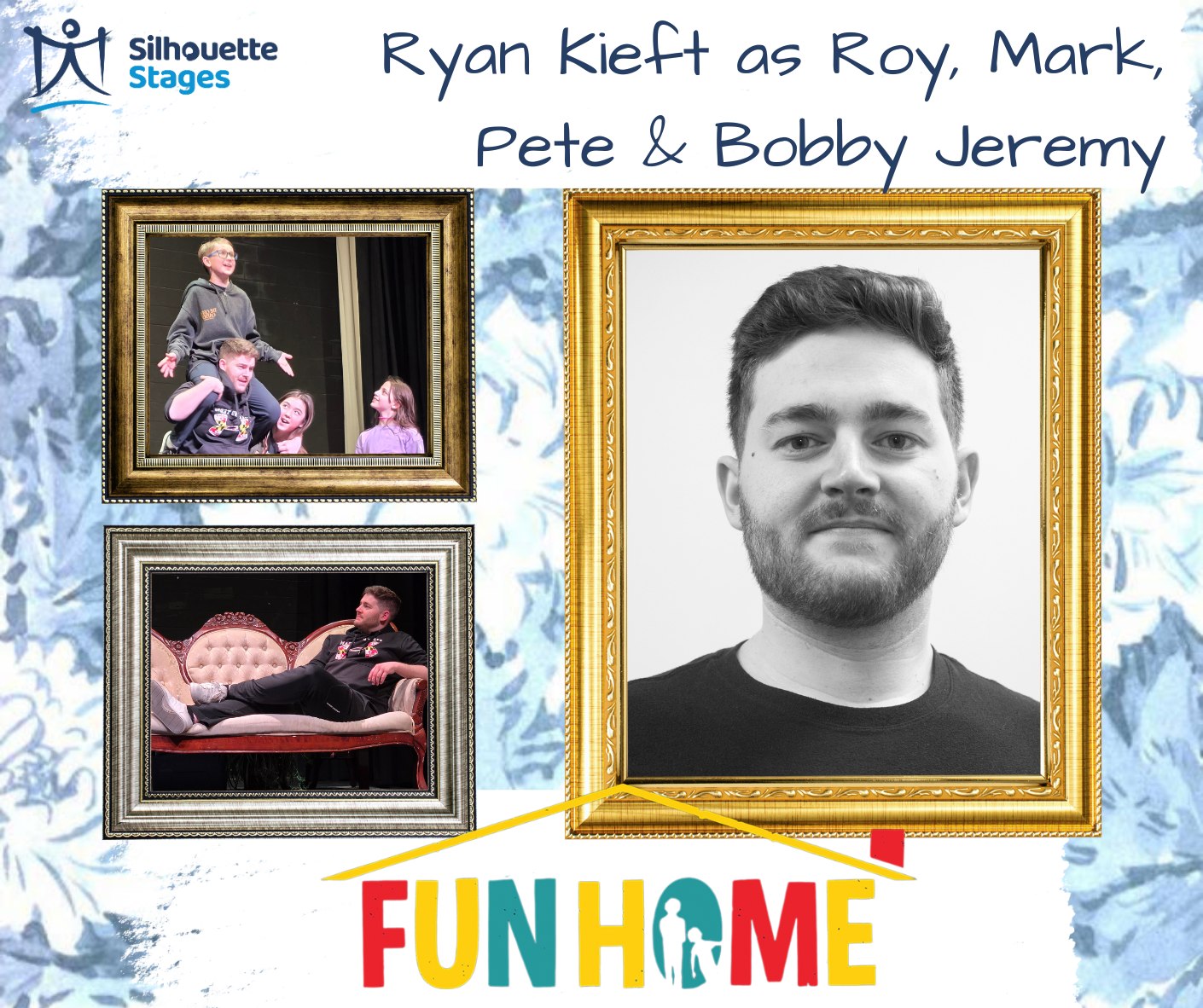 Ryan Kieft is excited to join Silhouette Stages again after performing with us in Sondheim on Sondheim in 2023! And we're not sure anyone has ever played so many roles in one show! Get your tickets at the link in our profile to see Ryan play Roy, Mark, Pete, and Bobby Jeremy in Fun Home. The show opens March 6 and runs through March 22.