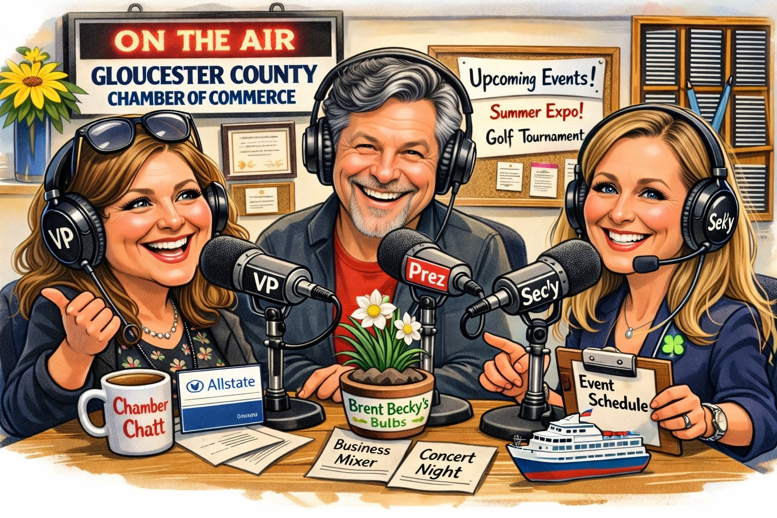 🎙️✨ Gloucester County Chamber is ON THE AIR!
Your Chamber President Jay Hutchins with Brent and Becky's, Vice President Marsha Weatherwax with Allstate Insurance, and Secretary Pam Rowe with Vine Travel, INC recently stopped by the radio station to chat about all the exciting things happening in our business community — from networking events to our annual dinner.
At the Gloucester County Chamber, we’re proud to support our local businesses and keep our members informed, engaged, and growing together. 🌱
Whether you’re a longtime member or thinking about joining, there’s always something happening — and we’d love for you to be part of it!
📅 Stay tuned for upcoming events
🤝 Support local businesses
📢 Get involved with the Chamber
#GloucesterCountyVA #SupportLocal #ChamberStrong #GloucesterVA #BusinessCommunity #OnTheAir