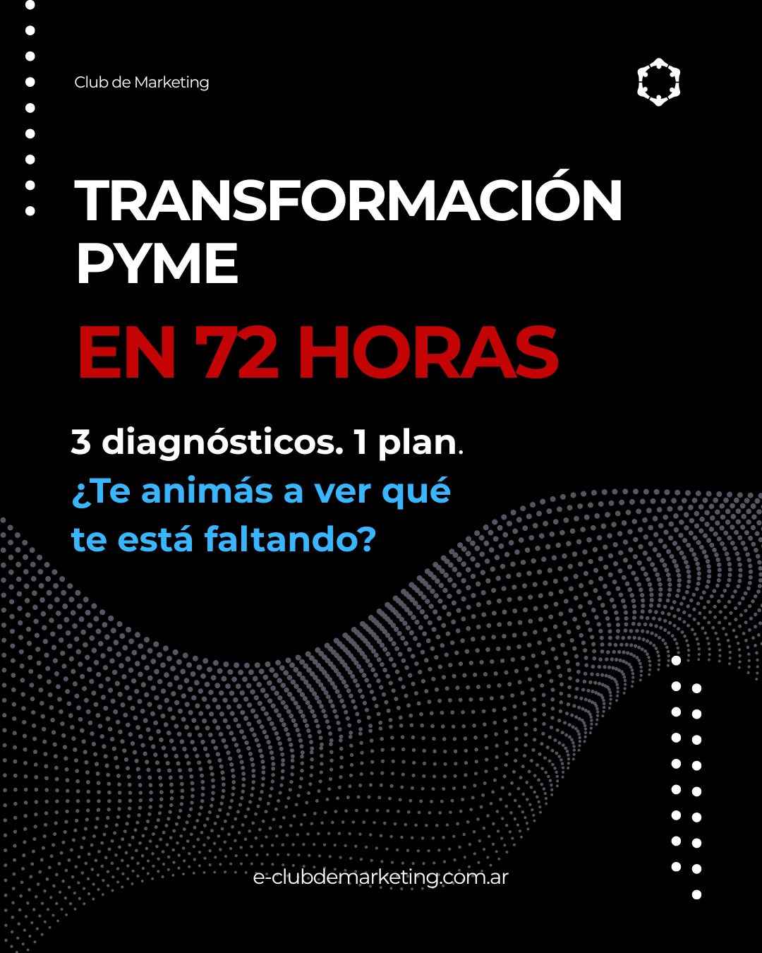 Sentís que tu empresa podría estar vendiendo más, pero no sabés exactamente qué ajustar?
Con nuestra Intervención 72 Horas analizamos tu negocio desde adentro: procesos comerciales, atención al cliente, marketing y experiencia de compra.
En solo 3 días obtenés:
✔️ Diagnóstico claro
✔️ Problemas priorizados
✔️ Plan de acción concreto para mejorar de inmediato
Ideal para empresas que saben que tienen potencial, pero hoy no lo están capitalizando.
Si querés entender qué está frenando tu crecimiento,
esta auditoría intensiva es el punto de partida.
📲 Hablemos
👉 Más info en www.e-clubdemarketing.com.ar
#AuditoriaComercial #CrecimientoEmpresarial #PYMES #MarketingEstrategico