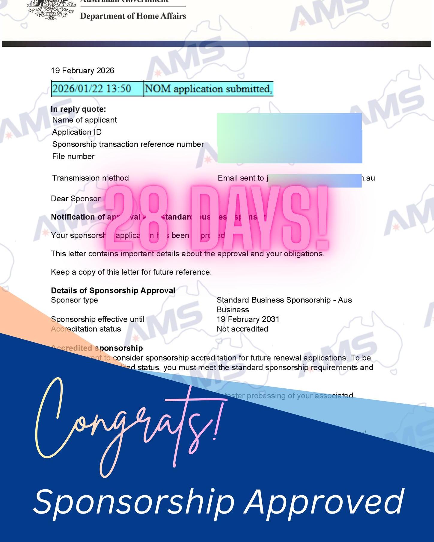 Sponsorship granted within 28 days! 🚀
The speed is next level!
Even though we completed thorough preparation beforehand, we were still shocked when we received the email!
#australiamigration #australiamigrationexperts #AustraliaMigration #australiaimmigration #australiaimmigrationconsultant #australiaimmigration #australiaimmigrationnews #australiaimmigrationexperts #australiaimmigrationconsultant #employersponsorship #EmployerSponsoredVisa #employersponsoredvisa
