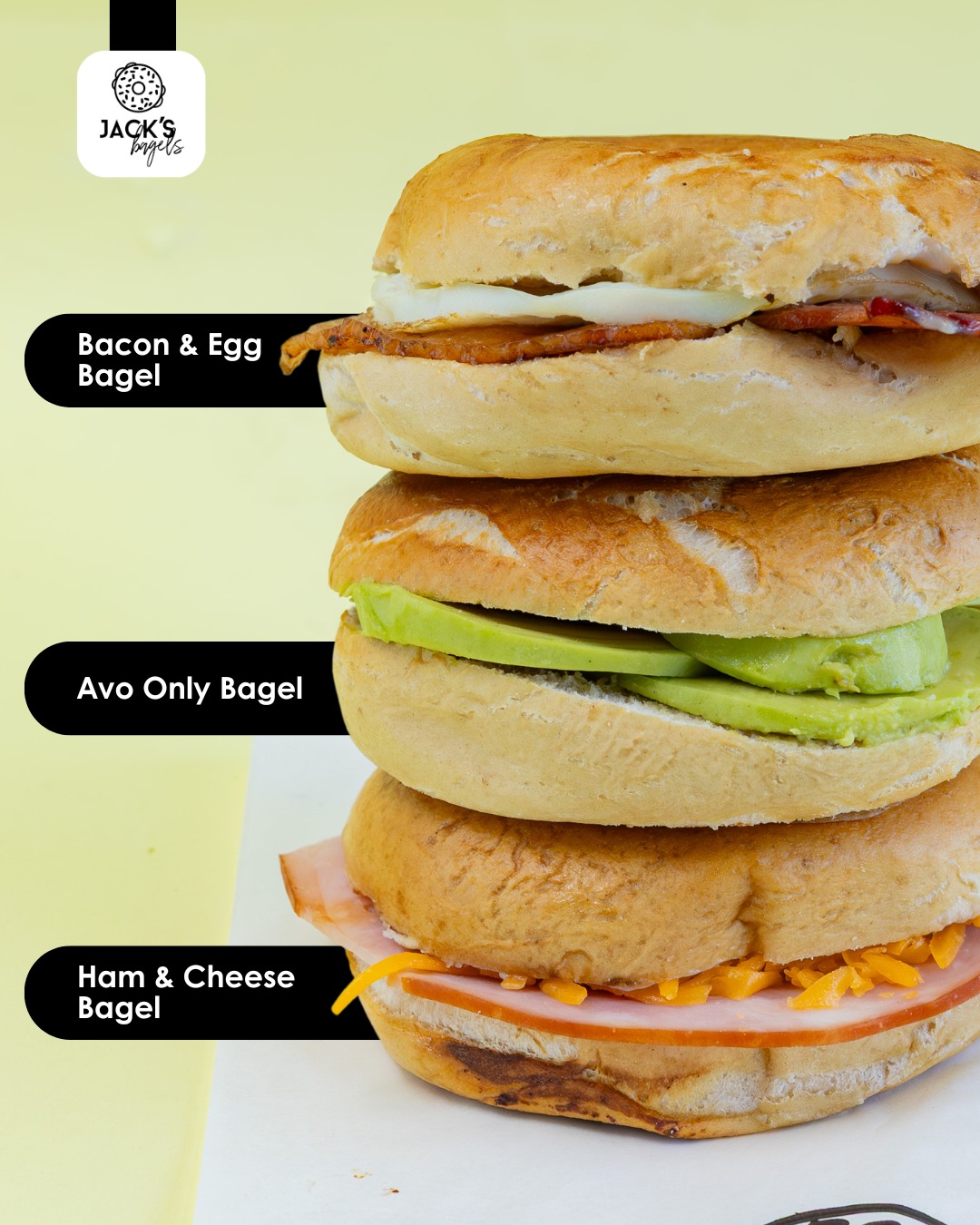 🥯 There’s something for everyone at Jack’s Bagels!
Start your day with our classic bacon & egg bagel topped with Jack’s signature mustard. Swing by for lunch and enjoy our delicious ham & cheese bagel. And for our plant-based friends, our fresh avo-only bagel is always a winner.
From simple classics to gourmet creations, plus vegan options, wraps, and fresh salads, there’s a perfect bite waiting for you.
#proudlysa #breakfast #lunch #vegan #bagels #whereinpirationbegins #freshlybaked #jacksbagelsza