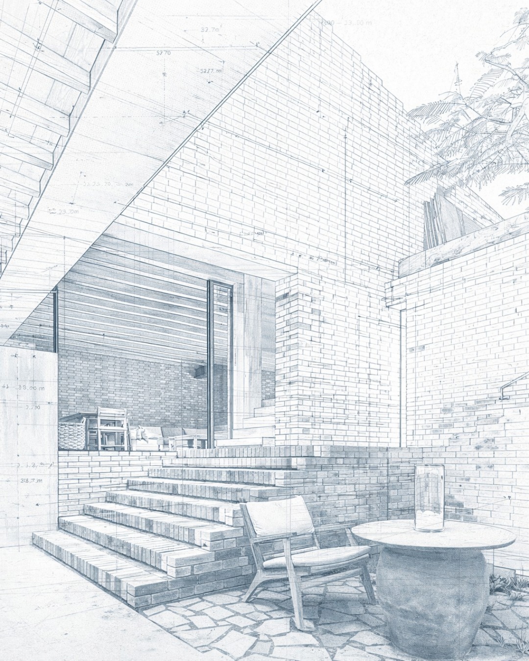 Casa La Peña, hecha realidad.
La arquitectura deja de ser trazo y se convierte en experiencia.
La luz entra, las personas habitan, el espacio cobra ritmo.
Del dibujo al habitar.
Del papel a la vida.