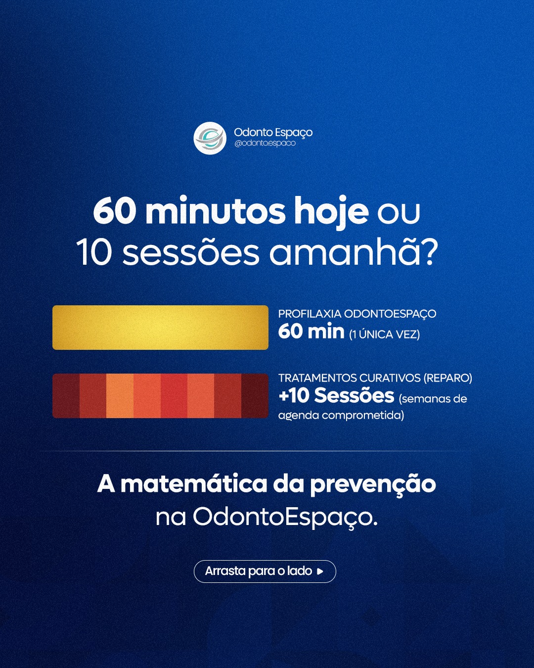Na gestão de qualquer ativo de valor, a manutenção preventiva é a decisão mais inteligente. Com a sua saúde bucal não é diferente. 🧠📈
Muitas vezes, a correria do dia a dia nos faz adiar o que parece "apenas uma limpeza". Mas a matemática é simples: investir 60 minutos em uma profilaxia avançada hoje evita tratamentos complexos que exigiriam visitas semanais ao consultório no futuro.
Na OdontoEspaço, operamos com pontualidade. Sabemos que sua agenda é milimetrada e nosso compromisso é entregar a máxima excelência técnica no tempo exato.
Não espere o problema aparecer para buscar uma solução.
🌟 Otimize seu tempo e sua saúde. Agende sua profilaxia pelo WhatsApp e mantenha sua alta performance. (Link na Bio)
#GestaoDeTempo #OdontoEspaco #AltaPerformance #VilaMariana #SaudeExecutiva #PrevençãoEficaz #odontoespaço #dentistavilamariana #vilamarianasp #VilaMariana #ortodontia #ortodentista #dentistasp