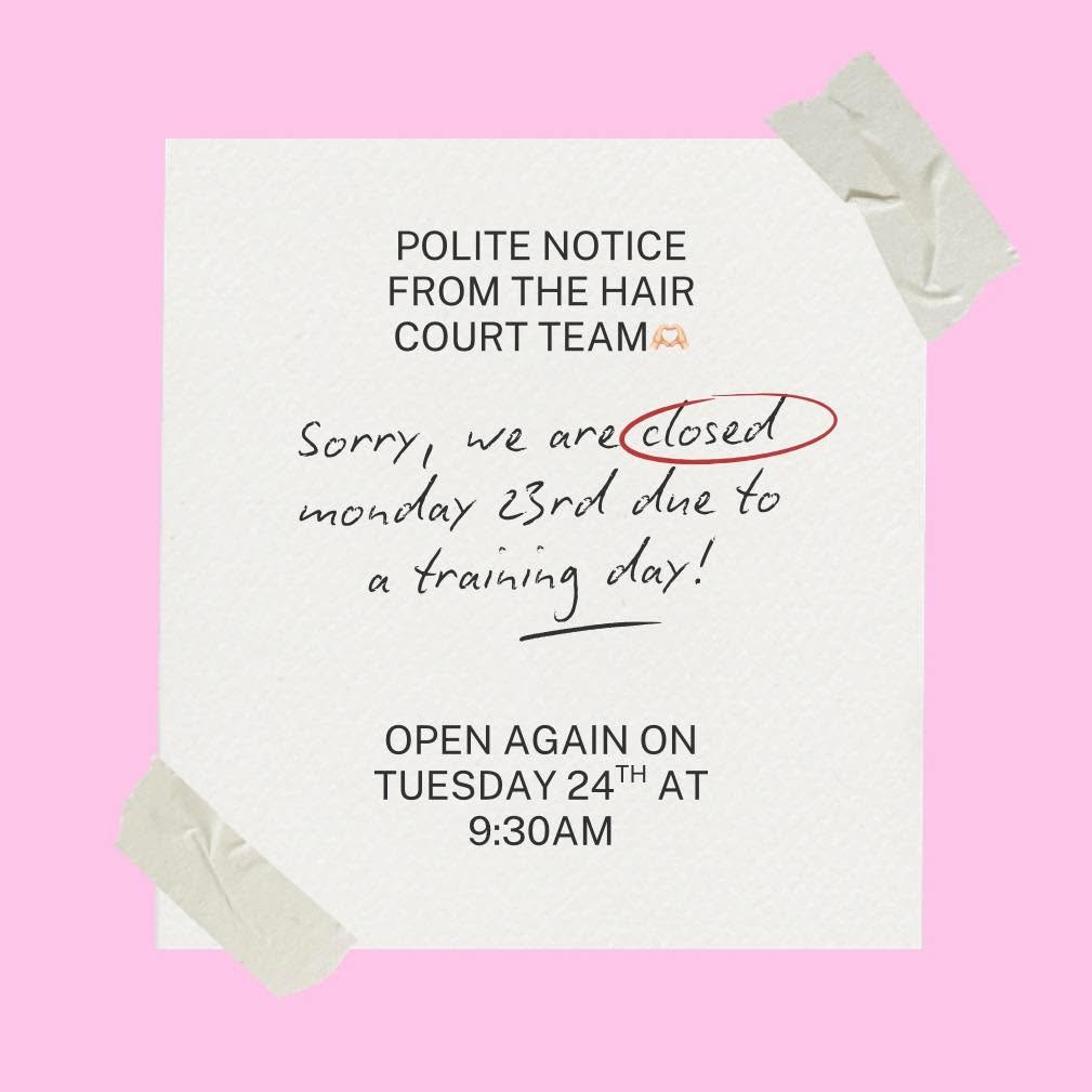 ✨CLOSED NOTICE✨
Just to let all you lovely people know we will be shut on Monday 23rd due to a Training day but will be back re open on Tuesday 24th at 9:30🫶🏻