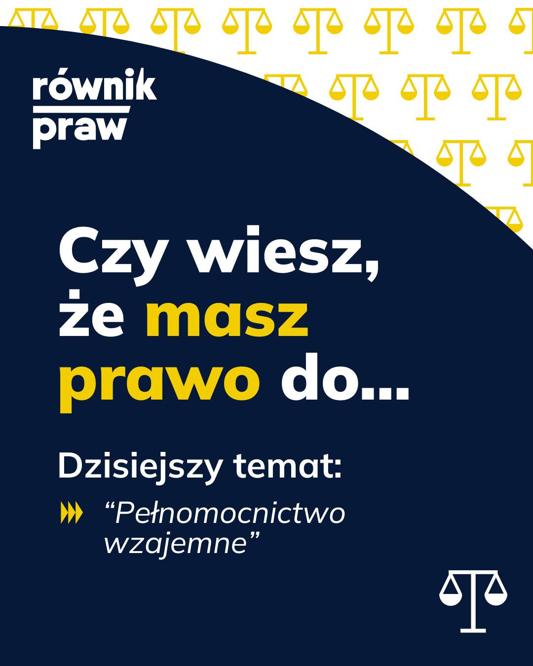 Startujemy z cyklem, w którym pomożemy Ci zadbać o siebie i swoich bliskich.
Dzisiejszym tematem jest pełnomocnictwo wzajemne.
Pełnomocnictwo pozwala wskazanej osobie działać w Twoim imieniu w określonych sprawach prywatnych, finansowych i urzędowych.
„Wzajemne” oznacza, że każda ze stron udziela drugiej odrębnego pełnomocnictwa.
Zakres pełnomocnictwa zależy od jego treści. Może ono obejmować m.in.:
Sprawy majątkowe – np. zawieranie umów, reprezentowanie przed bankiem (zgodnie z wymogami danej instytucji), odbiór świadczeń, zarządzanie inwestycjami.
Sprawy zdrowotne – możliwość zawarcia upoważnienia do uzyskiwania informacji o stanie zdrowia oraz dostępu do dokumentacji medycznej.
Sprawy urzędowe – reprezentowanie przed instytucjami, odbiór korespondencji, składanie wniosków.
Pełnomocnictwo najbezpieczniej sporządzić na piśmie. Jeżeli dana czynność wymaga szczególnej formy (np. aktu notarialnego przy czynnościach dotyczących nieruchomości), pełnomocnictwo musi zostać udzielone w tej samej formie.
Równie ważne jest pełnomocnictwo pocztowe, które – po ustanowieniu zgodnie z zasadami operatora pocztowego – pozwala wskazanej osobie odbierać Twoją korespondencję i przesyłki.
To prosty sposób, by zadbać o bezpieczeństwo i sprawne załatwianie codziennych spraw.
Dlatego pełnomocnictwo wzajemne, w tym pocztowe, jest tak ważne – chroni Ciebie i Twoich bliskich oraz daje spokój. Niewątpliwie jest narzędziem praktycznym, ale nie zastępuje ustawowej regulacji relacji partnerskiej.