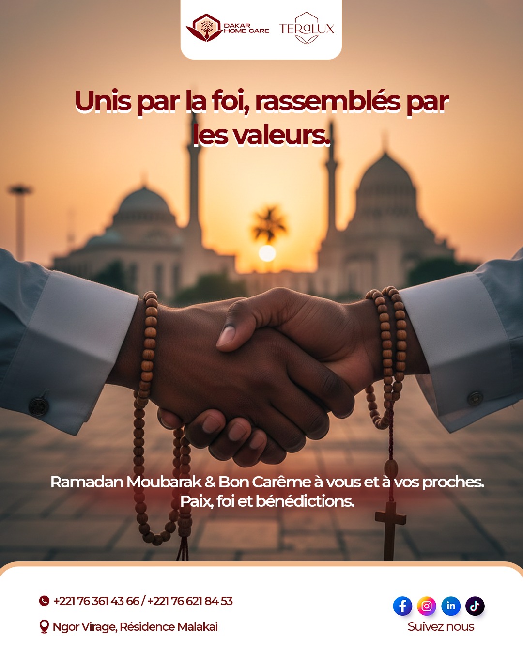 Sous le signe de la foi et de l’unité,
que ce mois sacré élève nos âmes et renforce nos liens.
Ramadan Kareem. 🤲✨
#Ramadan #carême #foietpartage