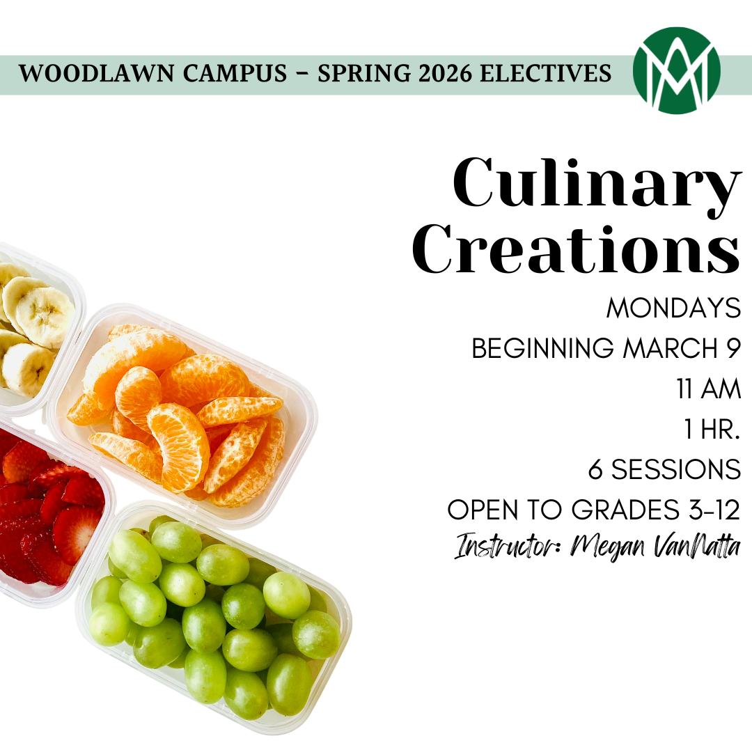 Spring Electives! Our Woodlawn campus has a few great electives currently open for registration! Visit this link to register today! https://www.maclarksville.org/electives