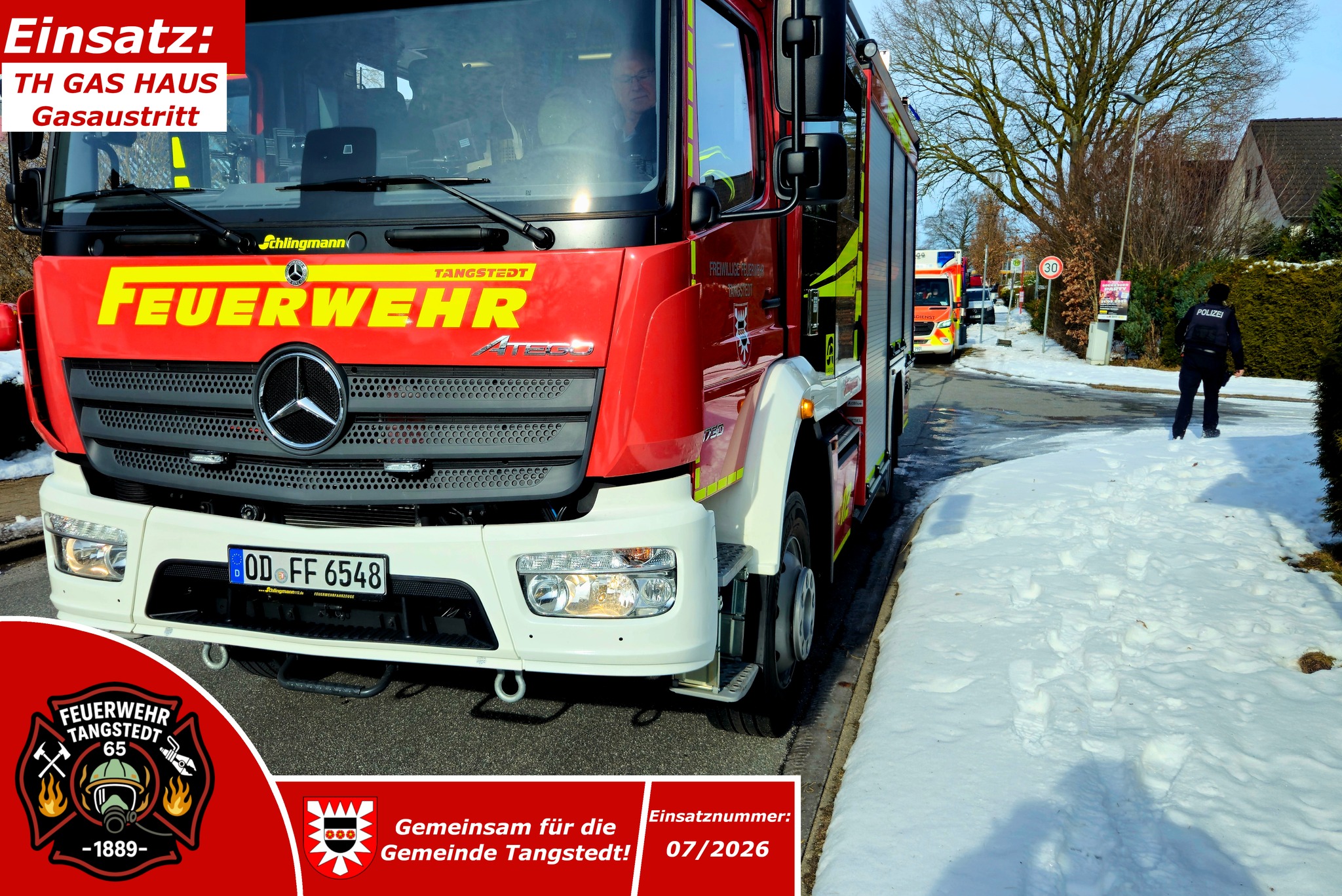 🚨 Nr. 07/2026
📆 20.02.2026, 12:52 Uhr
📟 TH GAS HAUS - Gasaustritt im Gebäude
🌐 OT Wilstedt / Achern Diek
⚠Wir wurden zur Unterstützung der Wilstedter Kameraden in deren Einsatzgebiet alarmiert. In einem Einfamilienhaus sollte Gasgeruch wahrnehmbar sein. Als wir vor Ort eingetroffen sind, war bereits ein Atemschutz-Trupp zur Erkundung im Gebäude. Da schnell Entwarnung gegeben werden konnte und keine weiteren Feststellungen gemacht wurden, hat man uns nach ca. 10 Minunten in Bereitstelllung aus der Einsatzstelle entlassen und wir waren gegen 13:15 wieder einsatzbereit an der Wache.
Alarmierte Kräfte: FF Tangstedt, Freiwillige Feuerwehr Wilstedt (@ff_wilstedt), Löschzug-Gefahrgut Kreis Stromarn (@lzg_stormarn), Gefahrguterkundung Amt Itzstedt (@gge_amt_itzstedt), RTW RKiSH, Polizei
👍🏼Like=Vielen Dank an die Einsatzkräfte🧑🏼🚒🧑🏼🚒
Alle Einsätze findest du hier:
https://www.feuerwehr-tangstedt.de/einsaetze-2026
#feuerwehr #firefighter #freiwilligefeuerwehr #ehrenamt #retterherz #blaulicht #blaulichtfamilie #fireandrescue #einsatz #alarm #atemschutz #feuer #technischehilfeleistung #einsatzfahrzeug #löschfahrzeug #notruf #instagram #insta #instagramreels #reelsinstagram #reelsofinstagram #instagramreel #reels #kreisstormarn #schleswigholstein #feuerwehr #tangstedt