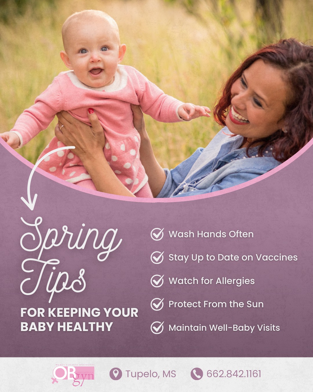 Spring is a season of growth—for you and your baby! 🌸
Regular checkups are always a great way to stay ahead of any concerns. Call to schedule yours!
📞 662.842.1161
📍 1793 Cliff Gookin Blvd, Tupelo, MS 38801
-
#OBGYNAssociates #TupeloOBGYN #TupeloMS #OBGYN #WomensHealth #SpringBabyCare #HealthyBabyTips #NewParentSupport #SeasonalWellness