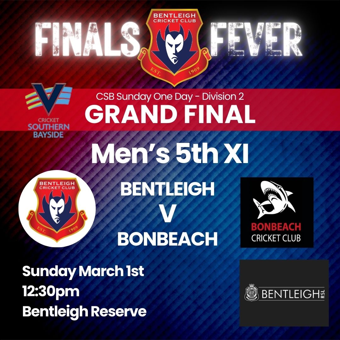 🔥𝙎𝙀𝙉𝙄𝙊𝙍 𝙂𝙍𝘼𝙉𝘿 𝙁𝙄𝙉𝘼𝙇 𝙁𝙀𝙑𝙀𝙍🔥
Our Men's 5ths have dominated all season earning themselves a home Grand Final berth.
Get around them on Sunday with some loud Demon cheering.
Good luck and Go Demons 👊🏻🔴🔵
📆 Sunday March 1st
🕣 12:30pm
📍 Bentleigh Recreation Reserve
🏏 V Bonbeach
@bonbeachsharkscc @cricketbayside @@cricketbayside.mens