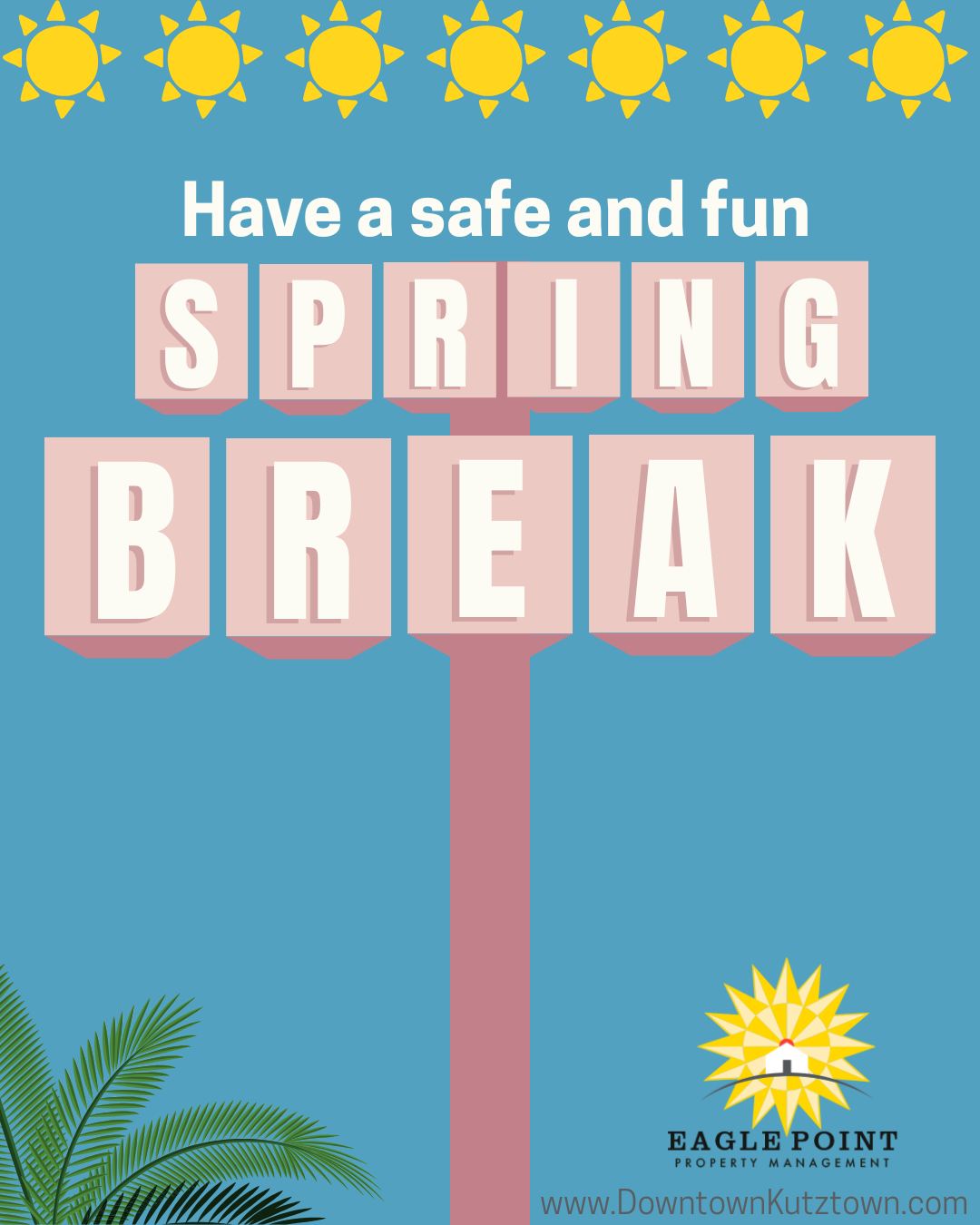 Whether you’re heading out or staying local, we hope your Spring Break is stress-free and sun-filled! ☀️🌊 #eaglepoint #downtownkutztown #KU #goldenbears #kutztownuniversity #livehowyouwantto #EPPM #March #SpringBreak #Spring