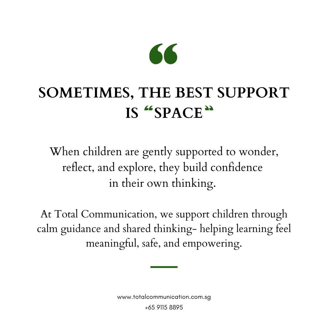 Sometimes, growth needs space. Calm support helps children build confidence - naturally.
Want to know more? Call or WhatsApp us on +65 9115 8895
#GentleParenting #ChildConfidence #SpeechTherapySingapore #TotalCommunication
