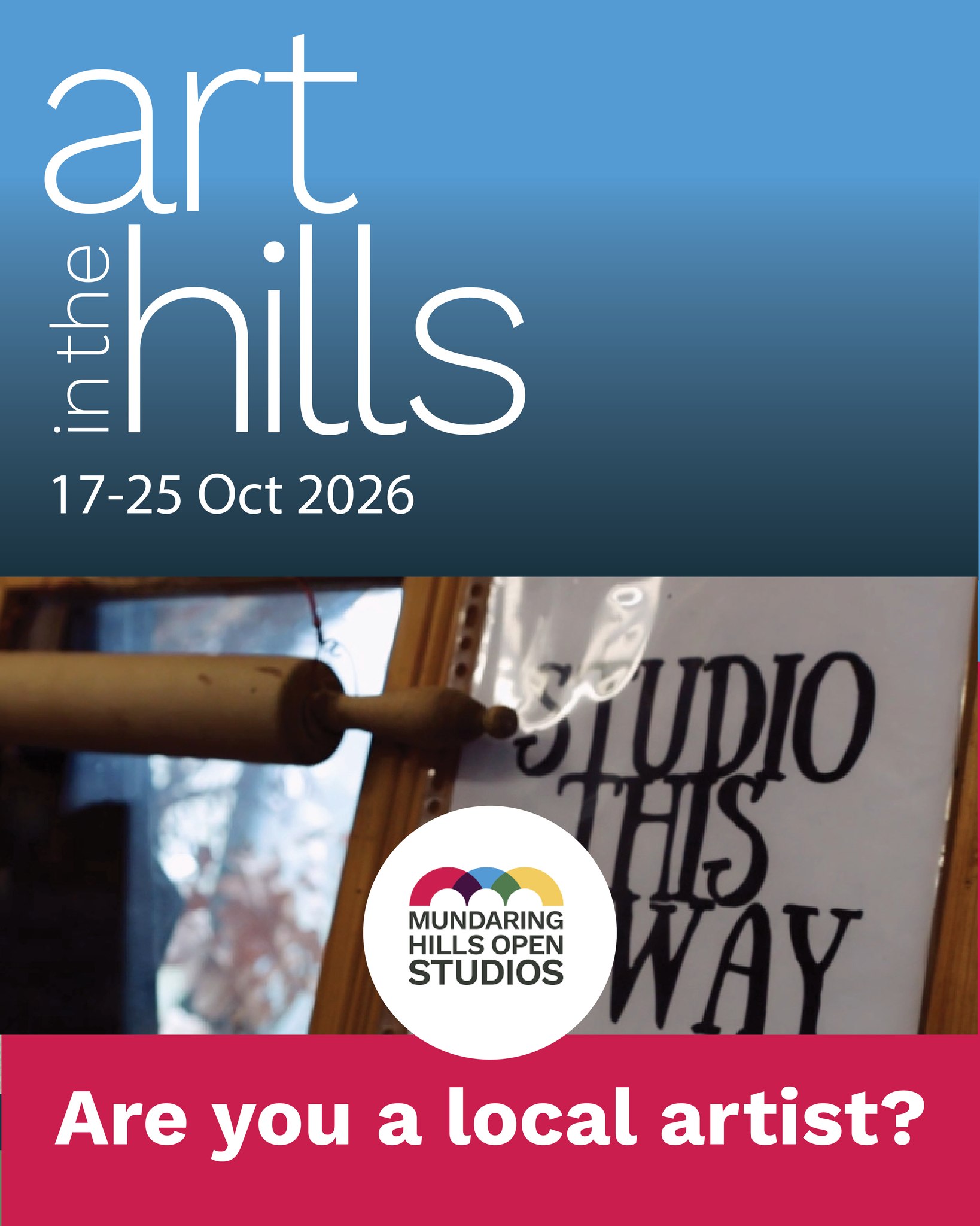 Artist’s Applications Now Open
Entries close 1 June 2026
We’re bringing the art trail back.
Mundaring Hills Open Studios returns for its 17th year, running Saturday 17 October to Sunday 25 October 2026.
If you’re an artist living in the Shire of Mundaring and you want to be part of this iconic Perth Hills art trail, applications are now open via our website.
This year we’re limiting participation to 35 studios, allocated first come, first served. Visitor numbers at studios are not capped.
Keep an eye on your inbox too. We’ve just sent an EDM with all the links, key dates, and everything you need to apply without digging around.
To apply, head to the For Artists page on the website and follow the application form link. Key dates and Conditions of Entry are also on the website.
No studio? You can still apply as a guest artist, including artists who live outside the Shire of Mundaring. You’ll need to secure a host artist. If you need help finding one, contact Dee Constable at deeconstable@hotmail.com
For all other queries email mhos@outlook.com
#MHOS2026 #MundaringHillsOpenStudios #PerthHillsArt #WAArtists #OpenStudios #ArtTrailWA #SupportLocalArtists #VisitMundaring #PerthWeekend #ArtistsOfWA