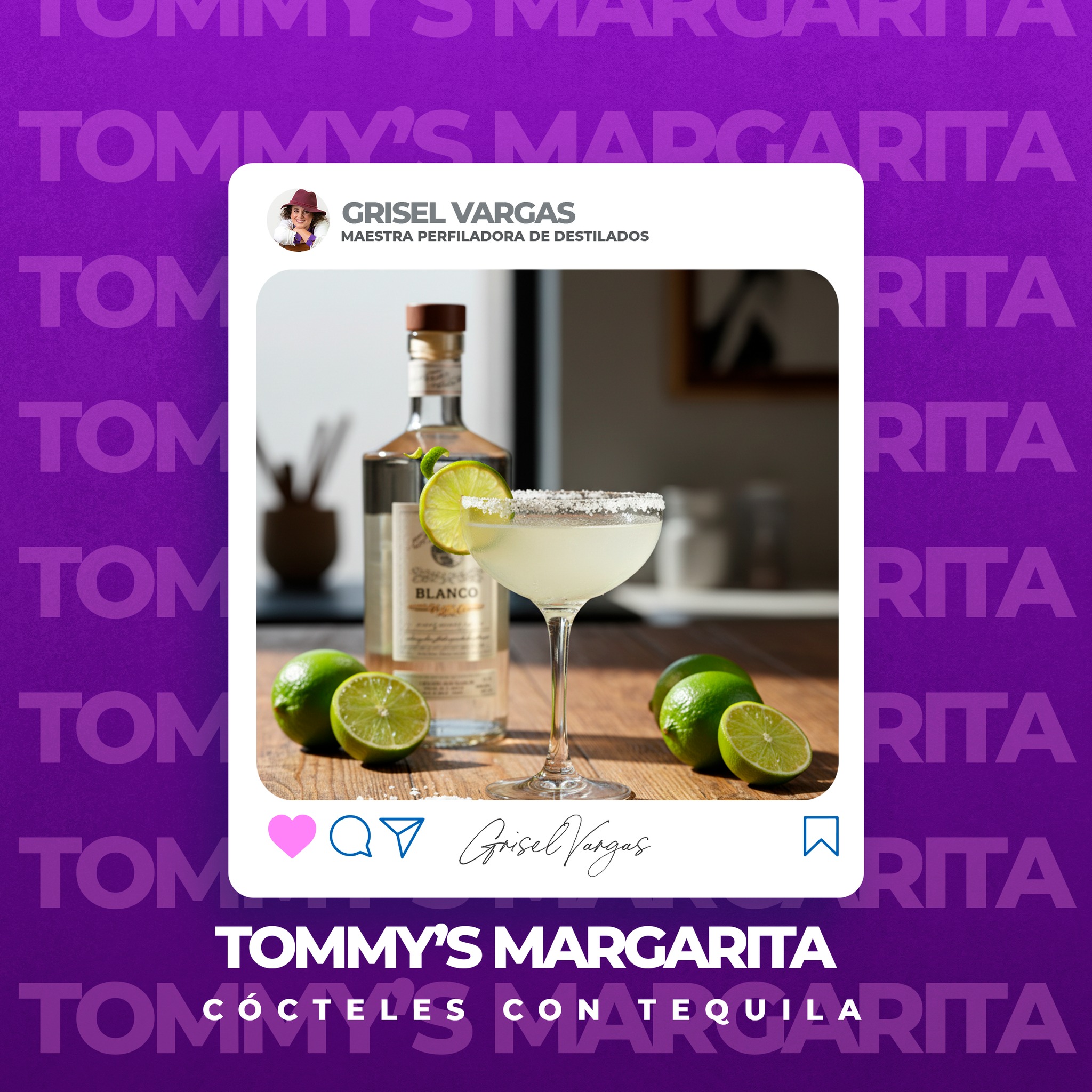 Classic Margarita
🍸 Receta Clásica (Estándar IBA)
Ingredientes:
50 ml tequila 100% agave blanco
25 ml licor de naranja (Cointreau o triple sec)
25 ml jugo de limón fresco
Hielo
Sal para escarchar
Método:
Escarchar el vaso con sal.
Agregar todos los ingredientes en shaker con hielo.
Agitar 10–12 segundos.
Colar fino en copa coupe o vaso old fashioned con hielo fresco.
Decorar con twist o rodaja de limón.
Perfil: Fresca, cítrica, balanceada (2:1:1).
✨ Versión Actualizada: Tommy’s Margarita
Ingredientes:
60 ml tequila blanco premium
30 ml jugo de limón fresco
15 ml jarabe de agave natural
Método:
Shake vigoroso y servir sobre hielo en vaso old fashioned.
Diferencia clave:
Elimina el licor de naranja y usa jarabe de agave → perfil más limpio y enfocado en el tequila.
Tendencia: Cocktail minimalista, enfoque en destilado.
