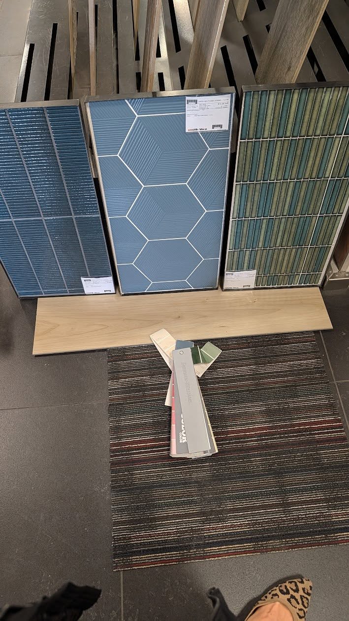 Help us choose the backsplash for this office breakroom 👇
We’ve narrowed it down to three directions — and each one tells a completely different story.
Option 1: Textured Linear Blue
Subtle movement. Clean. Professional.
Adds interest without overpowering the space.
Option 2: Geometric Soft Blue Hex
More playful. More modern.
Brings energy and personality to the breakroom.
Option 3: Vertical Glazed Green Tile
Organic. Calming. Elevated.
Adds richness and depth without feeling busy.
The cabinetry and finishes are staying warm and neutral — so the backsplash is where we can introduce personality.
In a workspace, it’s always a balance:
✔️ Professional
✔️ Durable
✔️ Easy to maintain
✔️ But still inspiring
Because even a breakroom should feel designed — not leftover.
So tell me…
1, 2, or 3?
Drop your vote below ⬇️
#InteriorDesign #CommercialDesign #OfficeDesign #BacksplashTile #interiordesigner #TileSelection #DesignProcess #BreakroomDesign #lakecountyohio #InteriorDesignerLife #MaterialSelection #DesignDecisions #VoteYourFavorite