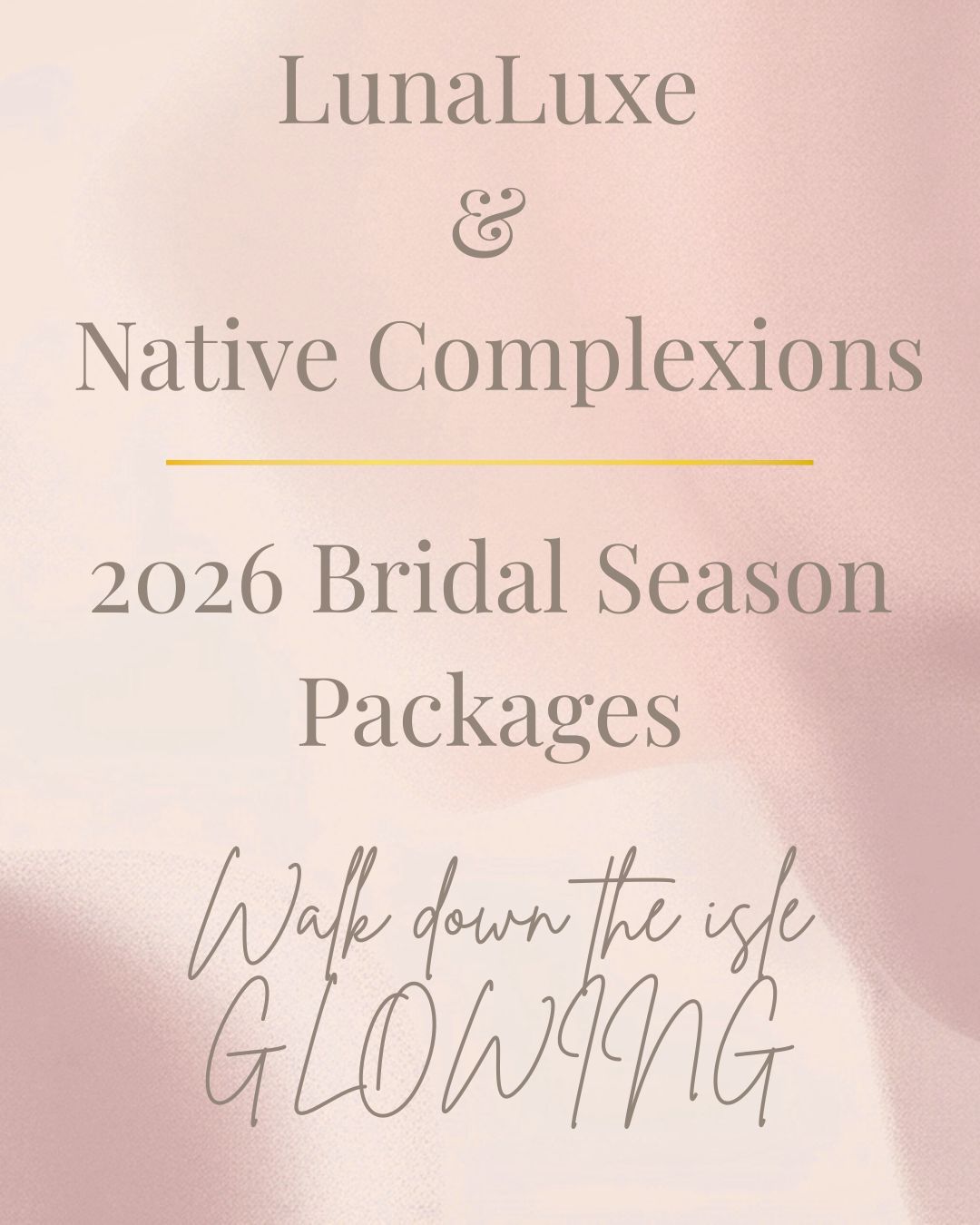 ✨ LunaLuxe & Native Complexions Have Officially Collaborated for 2026 Bridal Season ✨
We’ve teamed up to create intentional, results-driven skin plans to help brides — and their bridal parties — glow confidently on the big day.
Because wedding-day skin shouldn’t be rushed.
It should be planned.
Together, we’re combining:
🤍 Advanced collagen stimulation + corrective treatments
🤍 Custom facials + glow-focused prep
🤍 Strategic tox + refinement timelines
🤍 Bridal party perks
From low-maintenance glow packages to full concierge-level skin transformations, we’ve created options designed for real timelines and real results.
The sweet spot to begin?
4–6 months before your wedding.
If you’re a 2026 bride (or know one), now is the time to schedule a bridal skin consult and build your personalized glow plan.
📍 Winchester, KY
Let’s make sure your skin looks as incredible as you feel walking down the aisle. ✨