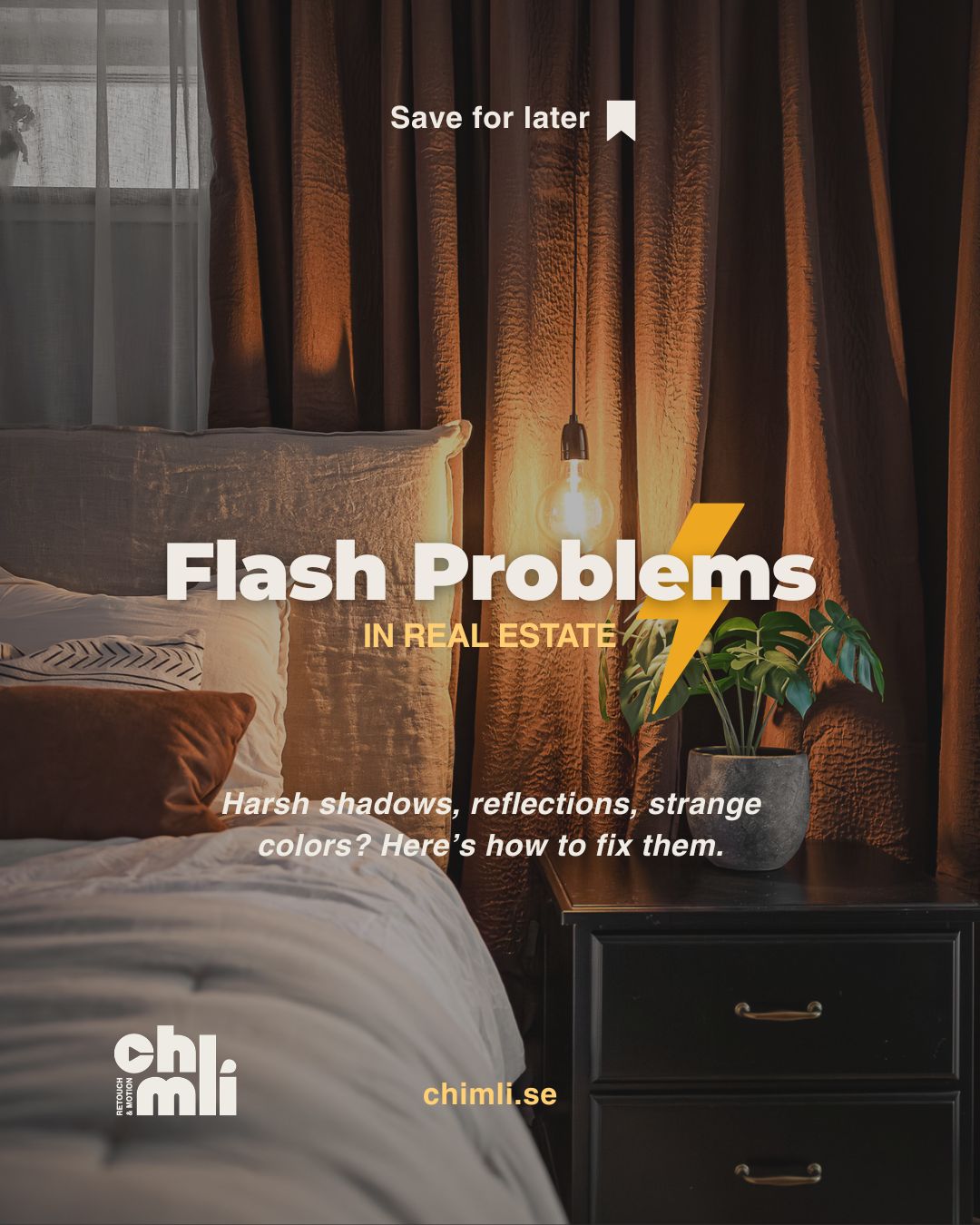 Using flash in real estate photography can be tricky - but it doesn’t have to be.
Harsh shadows, blown reflections and weird color casts. Swipe through to see the most common mistakes and how to fix them for softer light, cleaner colors, and photos that blend perfectly in post.
Shooting interiors with flash? This is for you.
Save for your next shoot! Read the full article at www.chimli.se